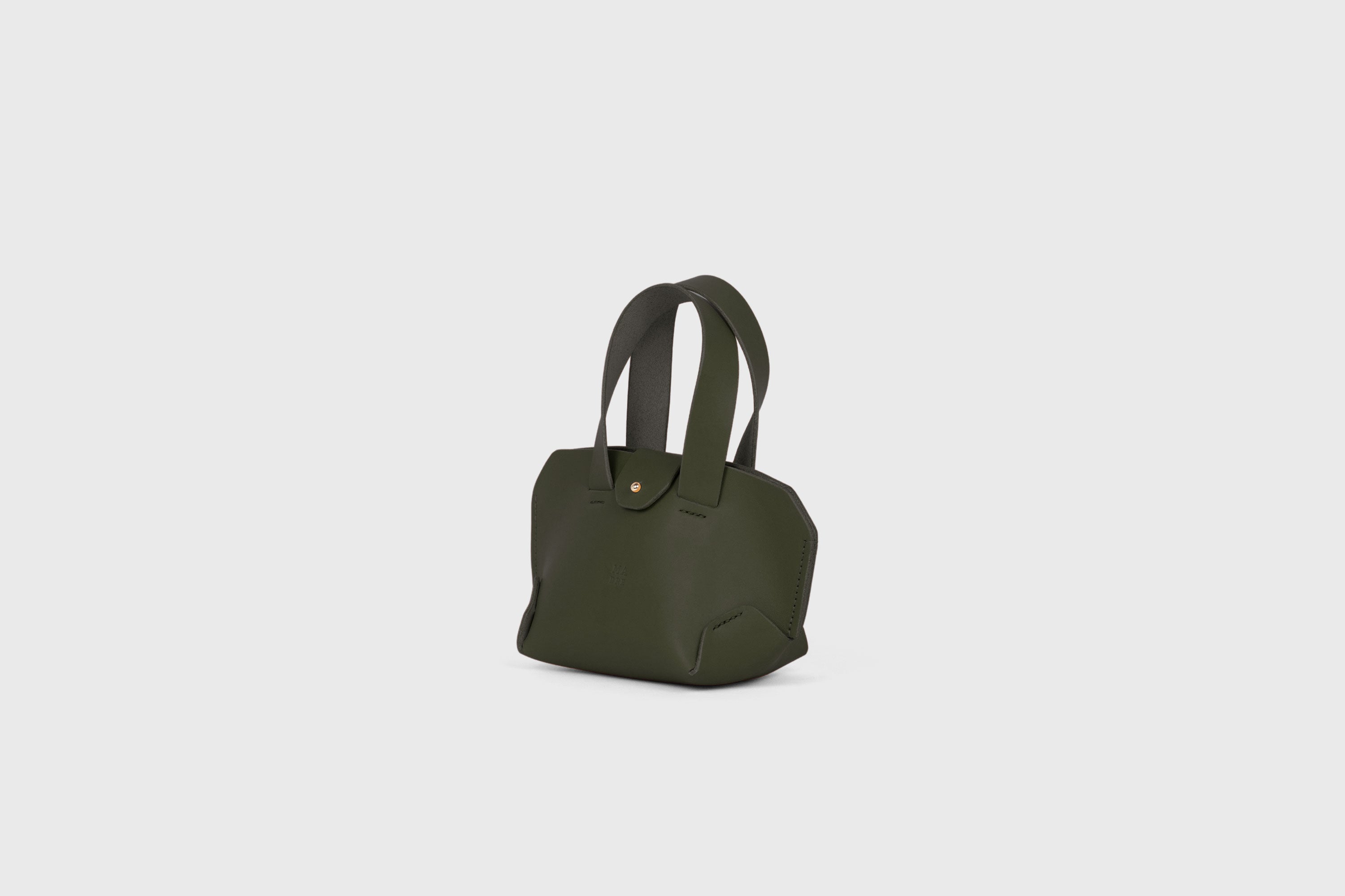 Nano Leather Tote Bag Olive Green Color Premium Quality Minimalist Design Atelier Madre Manuel Dreesmann Barcelona Spain