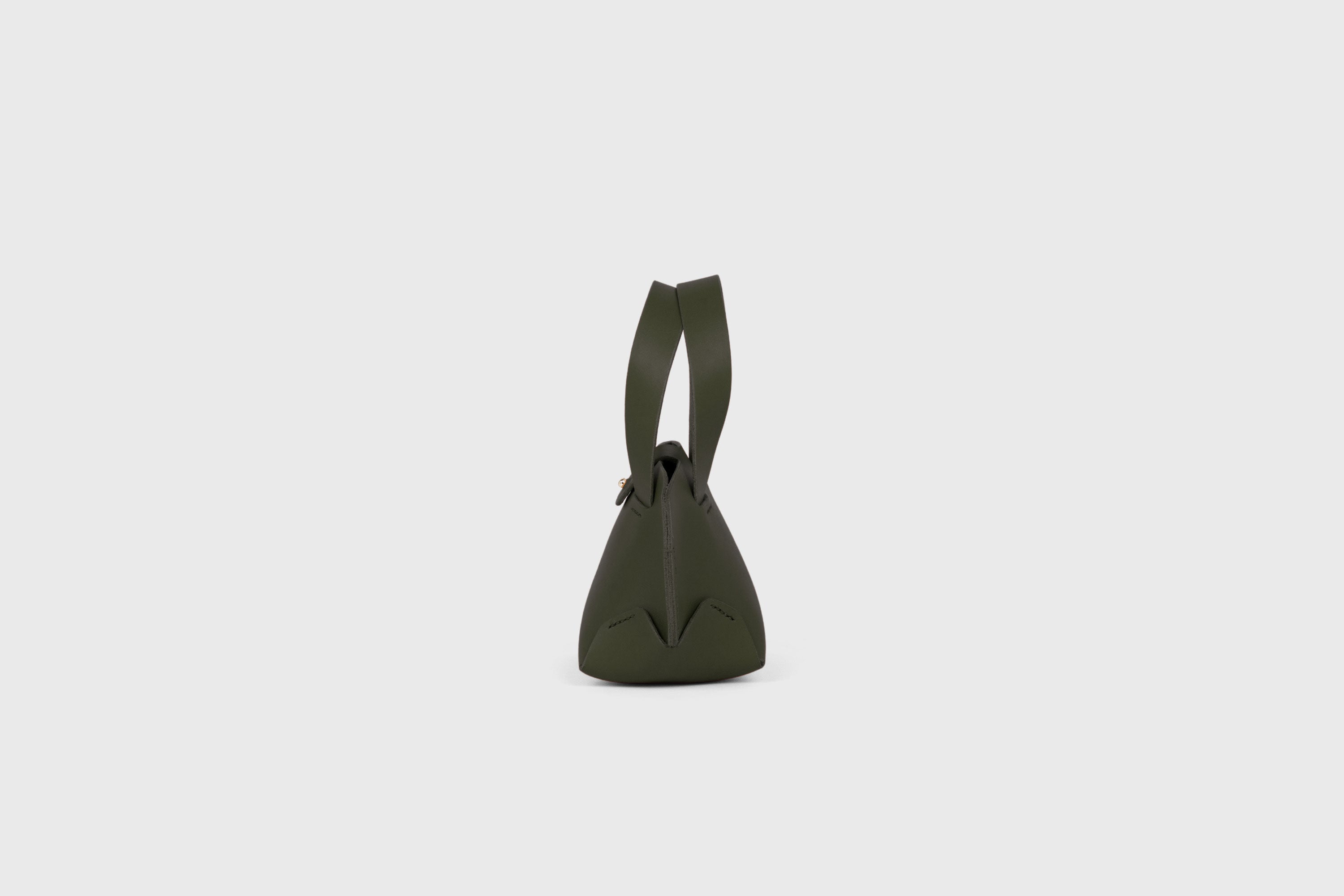 Nano Leather Tote Bag Olive Green Color Premium Quality Minimalist Design Atelier Madre Manuel Dreesmann Barcelona Spain