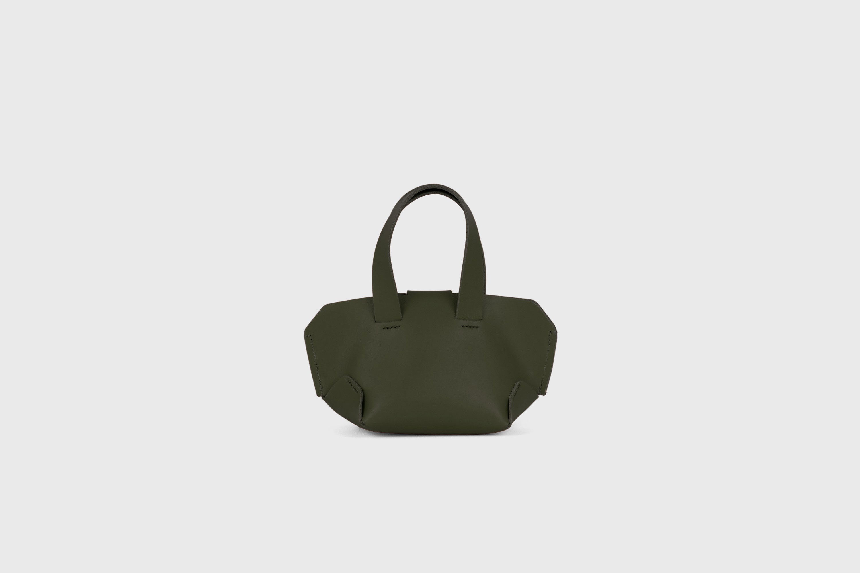 Nano Leather Tote Bag Olive Green Color Premium Quality Minimalist Design Atelier Madre Manuel Dreesmann Barcelona Spain