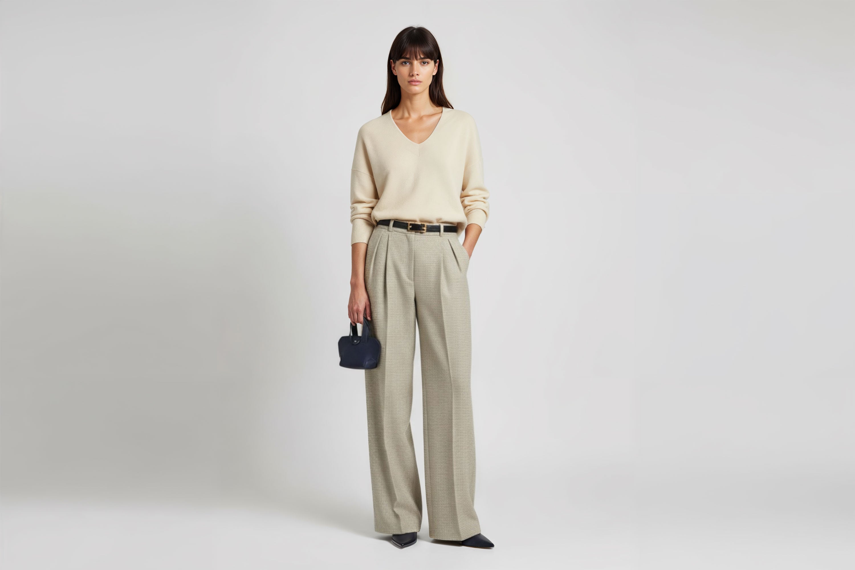 Nano Leather Tote Bag Marine Blue Color On A Woman Model Premium Quality Minimalist Design Atelier Madre Manuel Dreesmann Barcelona Spain