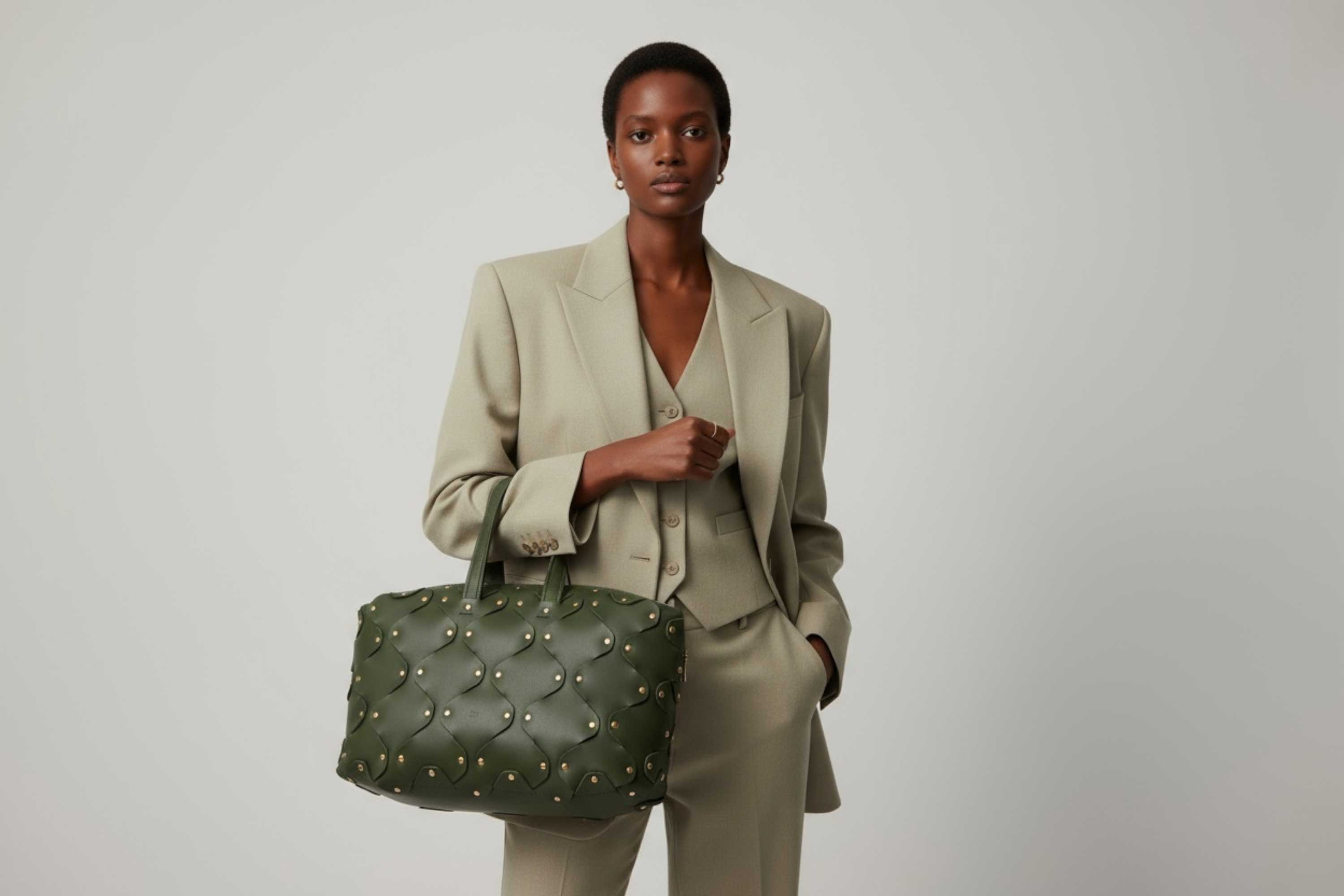 Nauto Leather Olive Green Color Vegetable Tanned Full Grain Spain Brass Rivets Design Minimalist Modern Big Travel Zipper Office Handbag Atelier Madre Manuel Dreesmann Barcelona