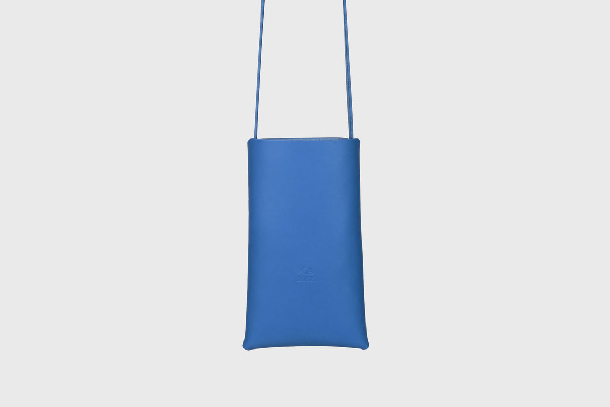 Neck pouch wide royal blue leather atelier madre manuel dreesmann barcelona spain 1