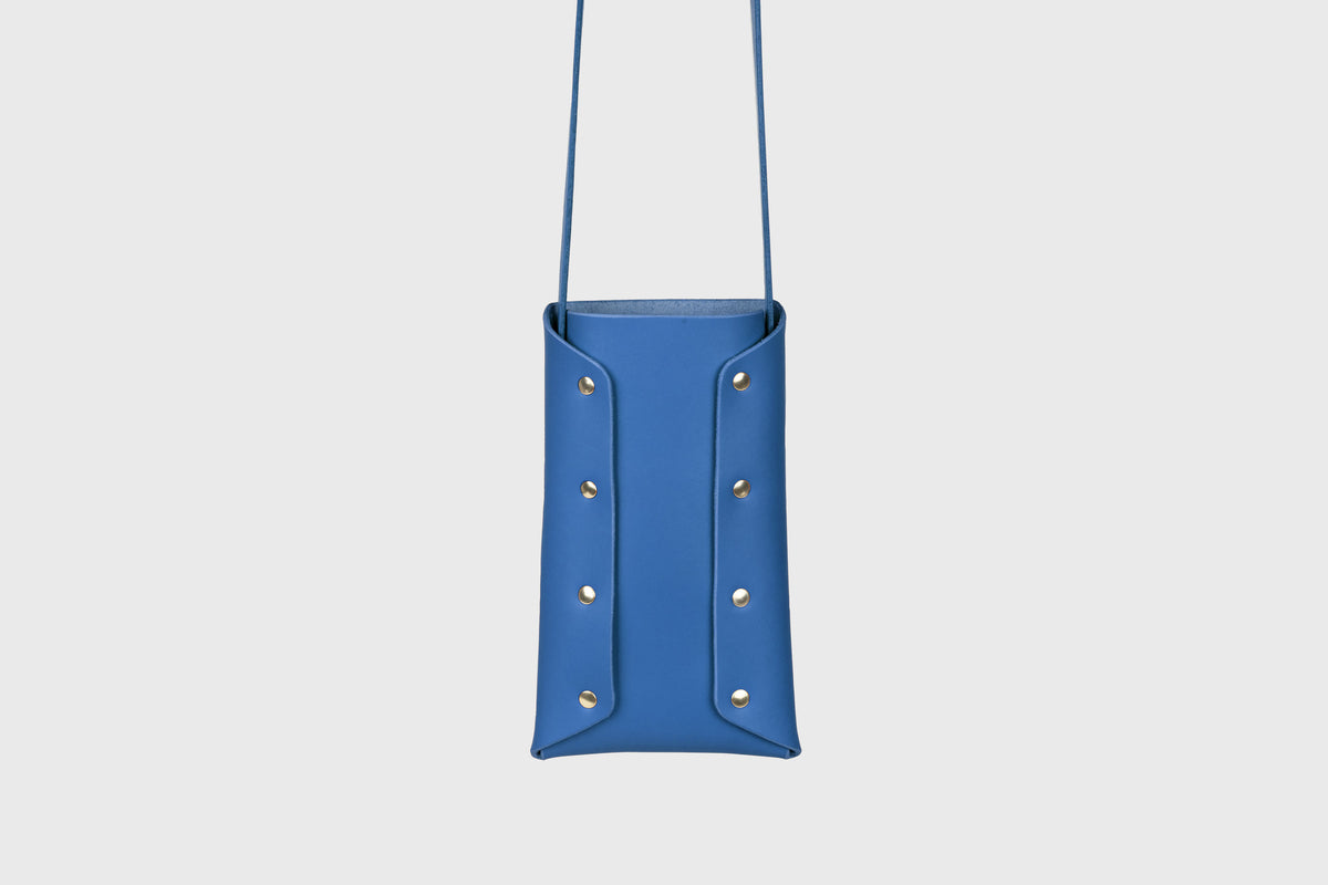 Neck pouch wide royal blue leather atelier madre manuel dreesmann barcelona spain 2