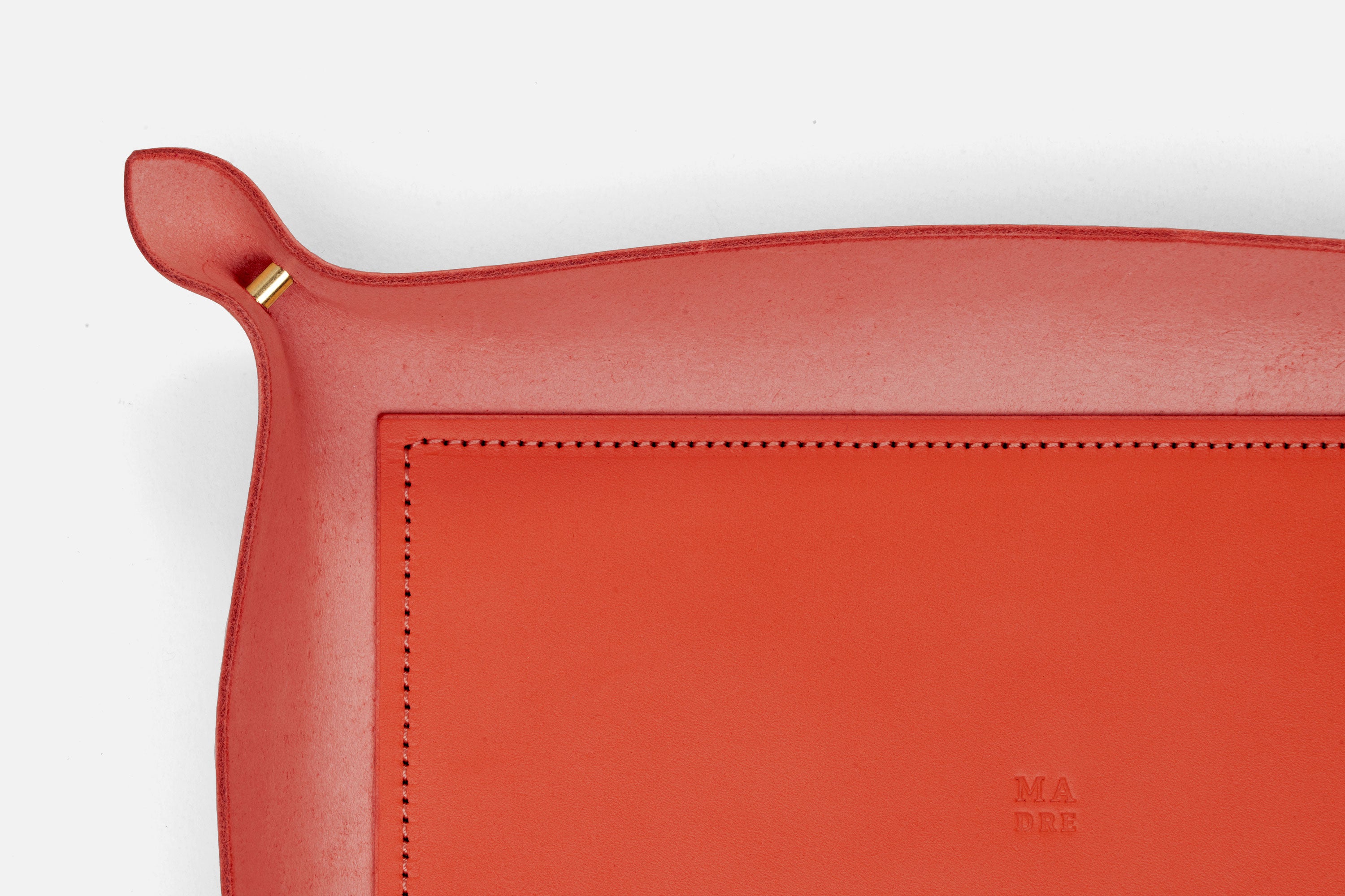 Leather Tray Large Size In Red Color Tanned Leather Minimalistic Design Atelier Madre Manuel Dreesmann Barcelona Spain