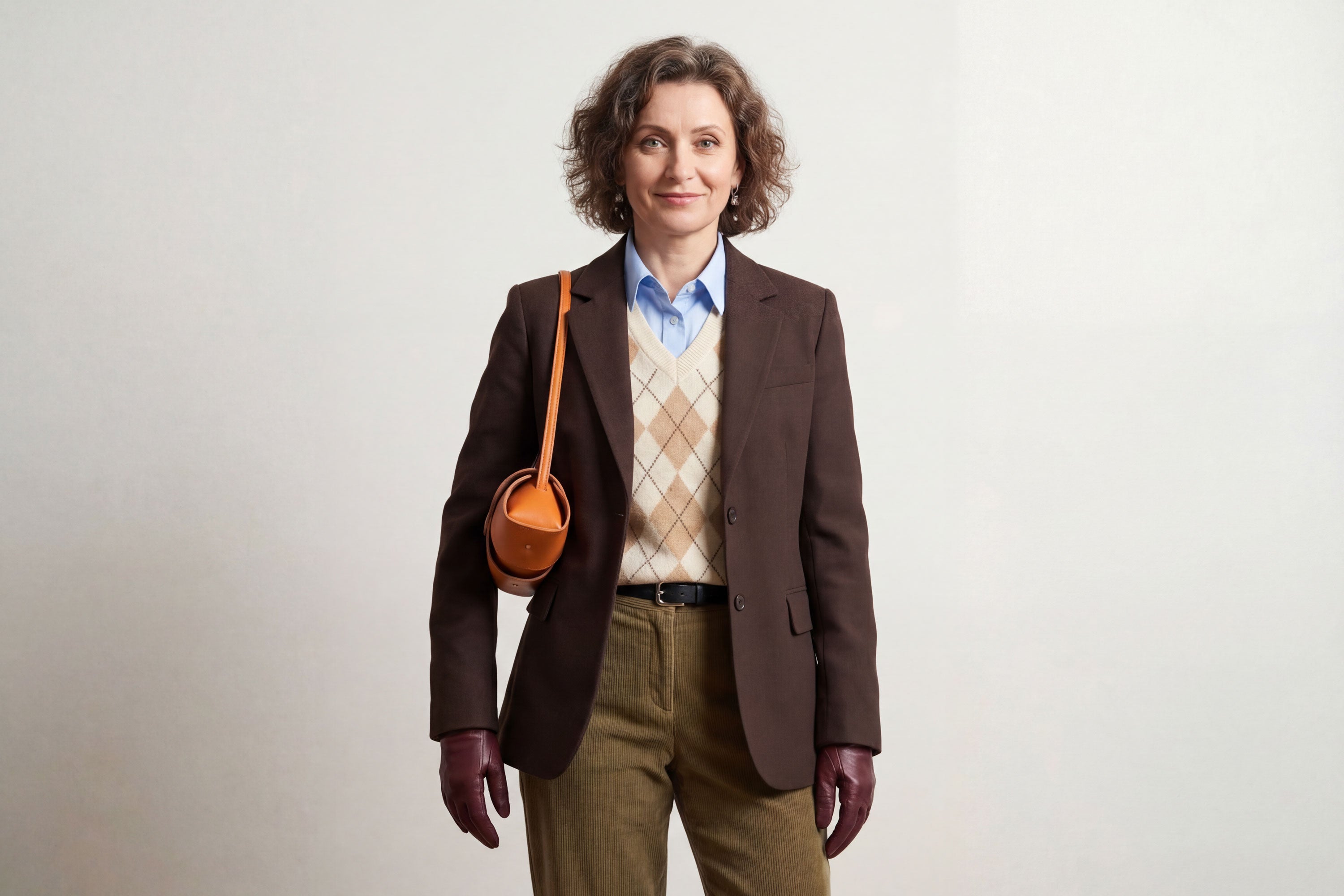 Panino Bag Orange Leather On A Model Magnetic Closure Full Grain Vegetable Tanned Leather High Quality Modern Minimalistic Design Atelier Madre Manuel Dreesmann Barcelona Spain