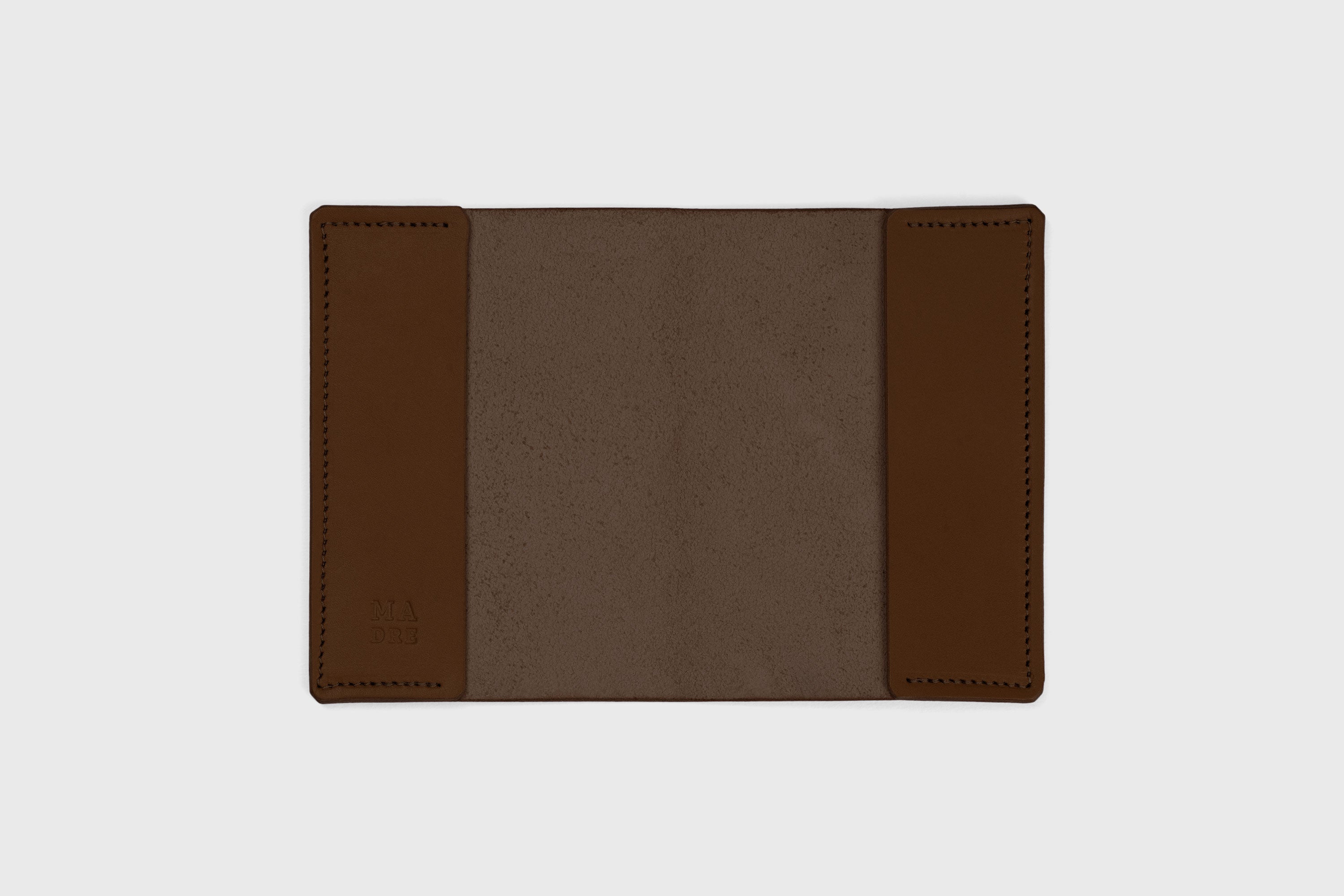 Passport Cover Holder Leather Dark Brown Color Leather Sleeve Case Minimalistic Design Modern Premium Quality Handcraft Vegetable Tanned Leather Manuel Dreesmann Atelier Madre Barcelona Spain