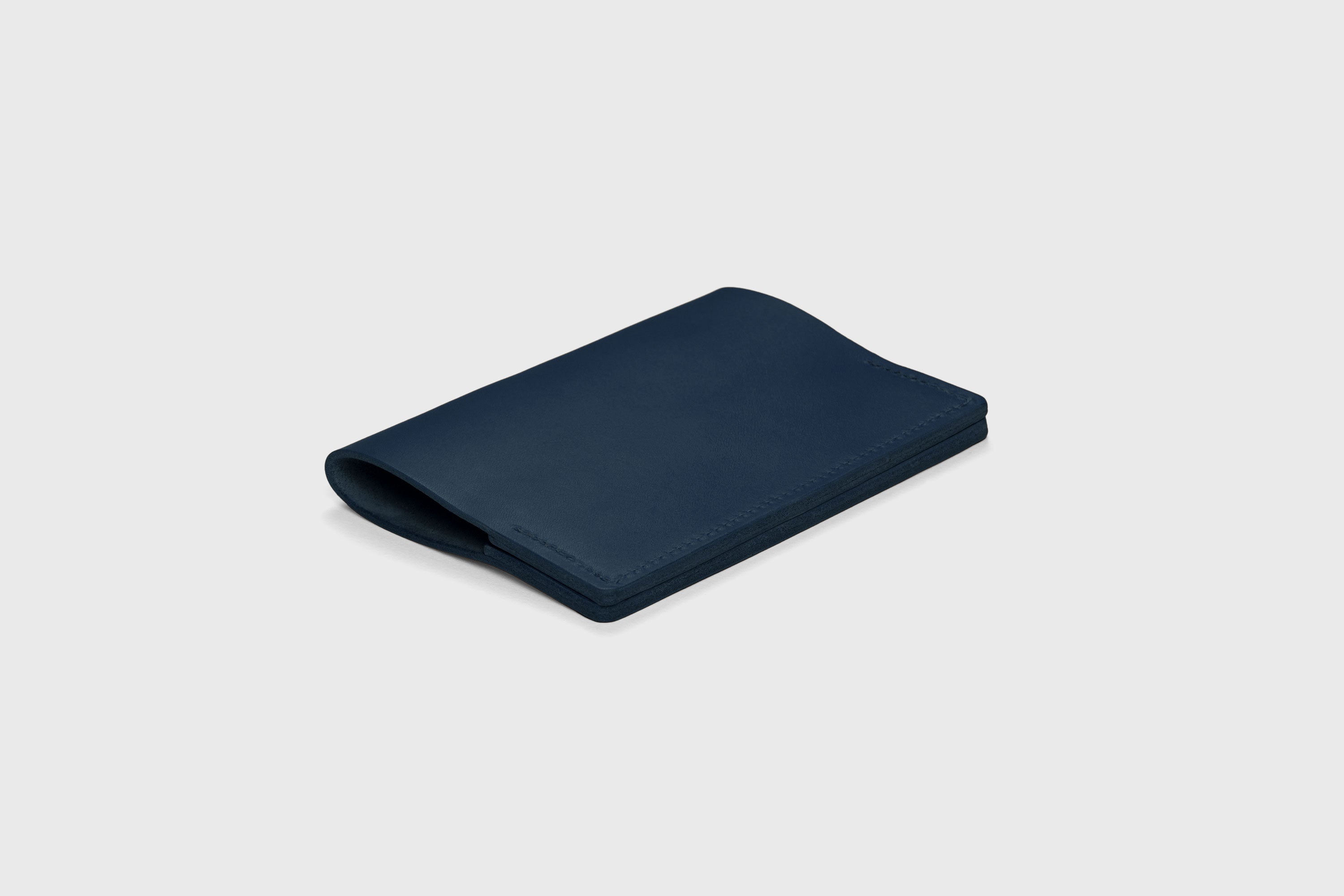 Passport Cover Holder Leather Marine Blue Color Leather Sleeve Case Minimalistic Design Modern Premium Quality Handcraft Vegetable Tanned Leather Manuel Dreesmann Atelier Madre Barcelona Spain