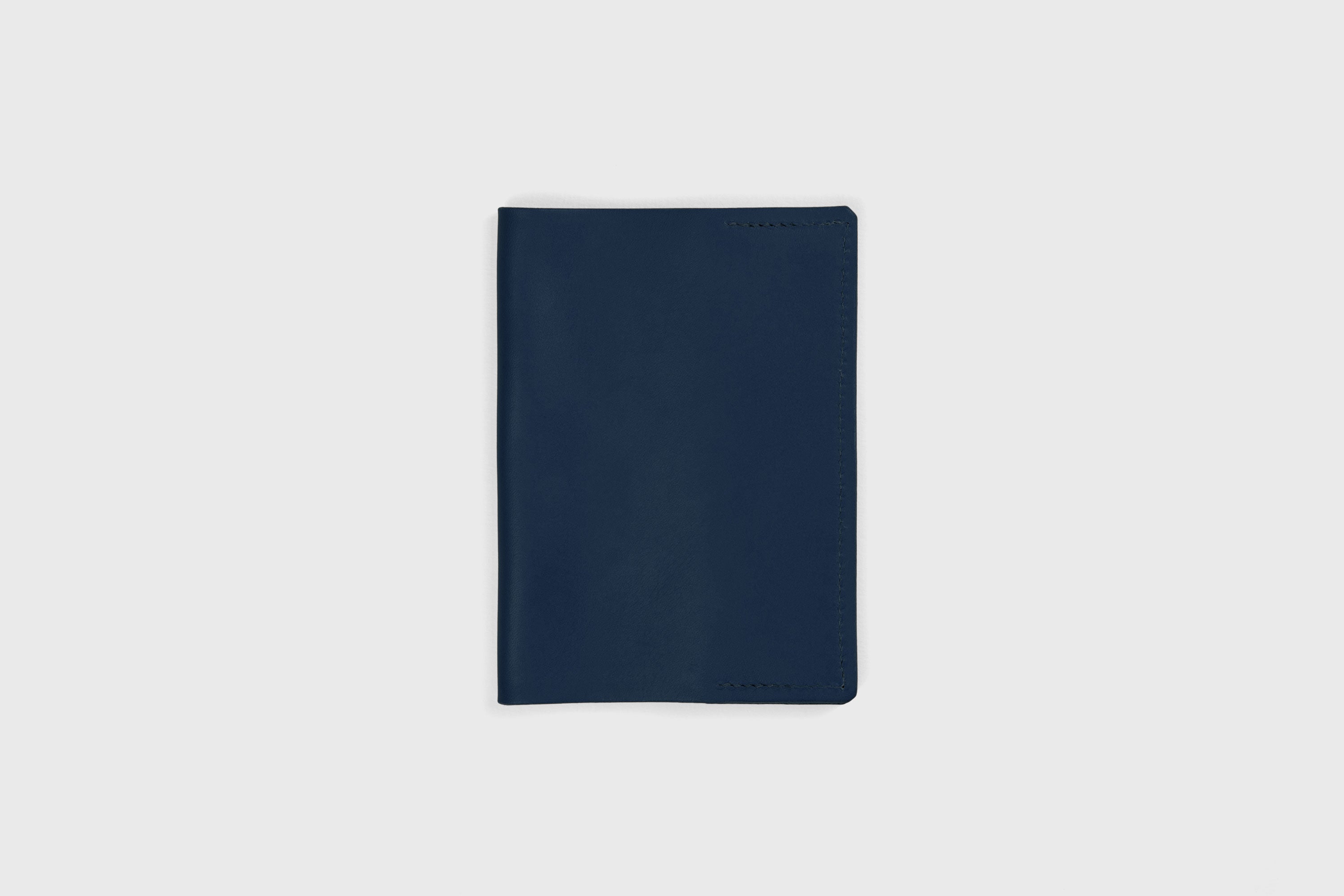 Passport Cover Holder Leather Marine Blue Color Leather Sleeve Case Minimalistic Design Modern Premium Quality Handcraft Vegetable Tanned Leather Manuel Dreesmann Atelier Madre Barcelona Spain