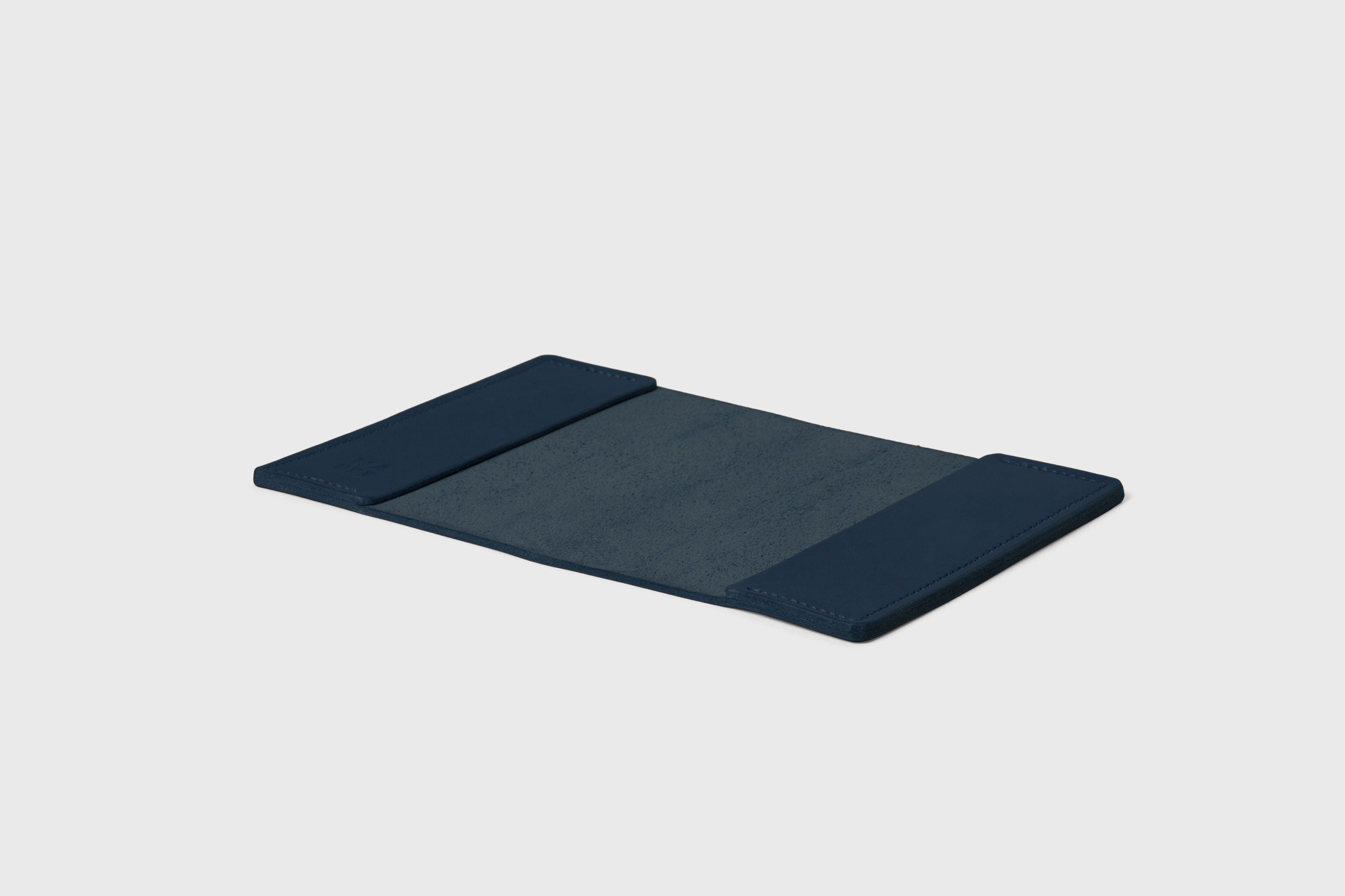 Passport Cover Holder Leather Marine Blue Color Leather Sleeve Case Minimalistic Design Modern Premium Quality Handcraft Vegetable Tanned Leather Manuel Dreesmann Atelier Madre Barcelona Spain