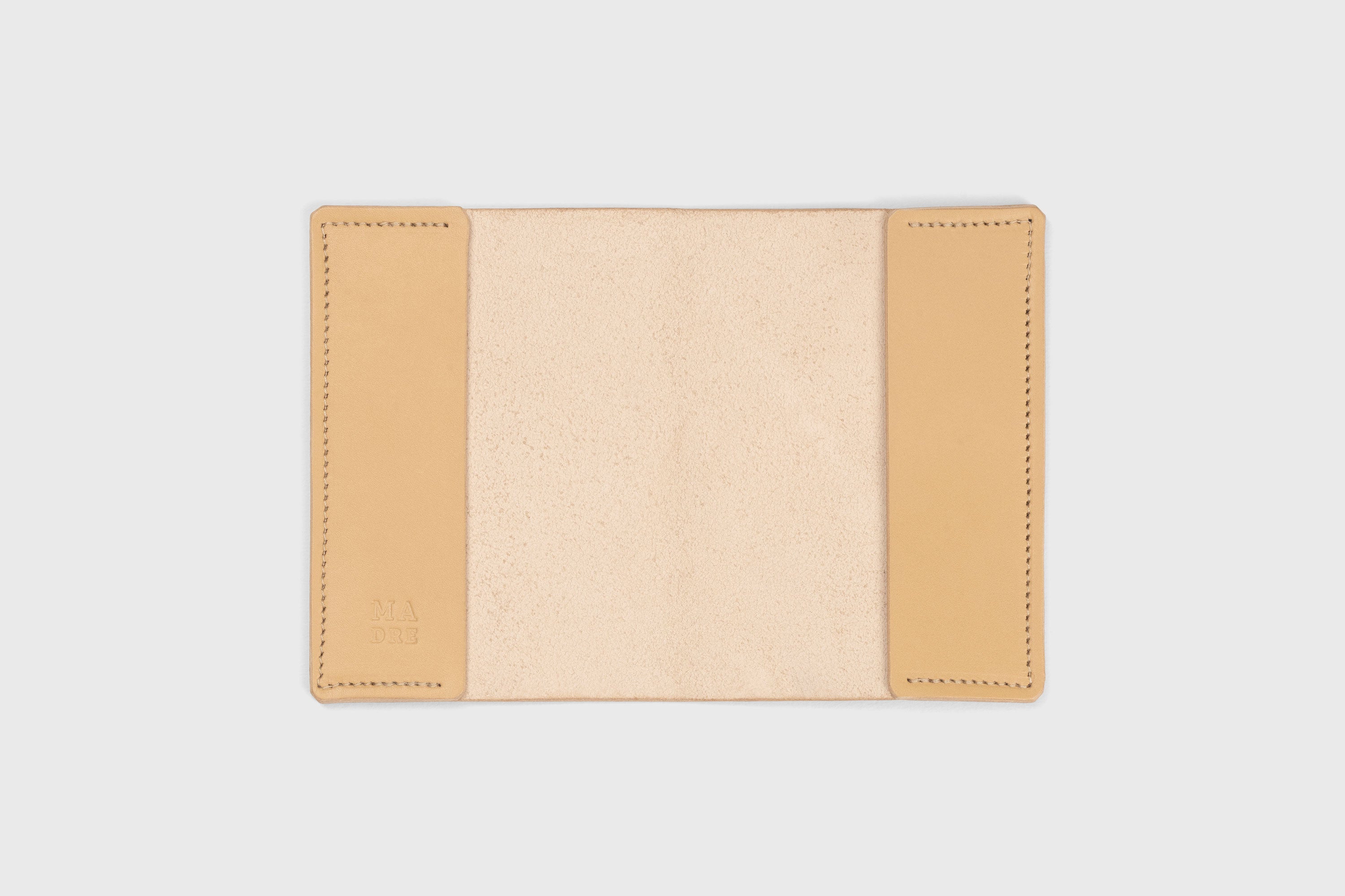 Passport Cover Holder Leather Natural Color Leather Sleeve Case Minimalistic Design Modern Premium Quality Handcraft Vegetable Tanned Leather Manuel Dreesmann Atelier Madre Barcelona Spain