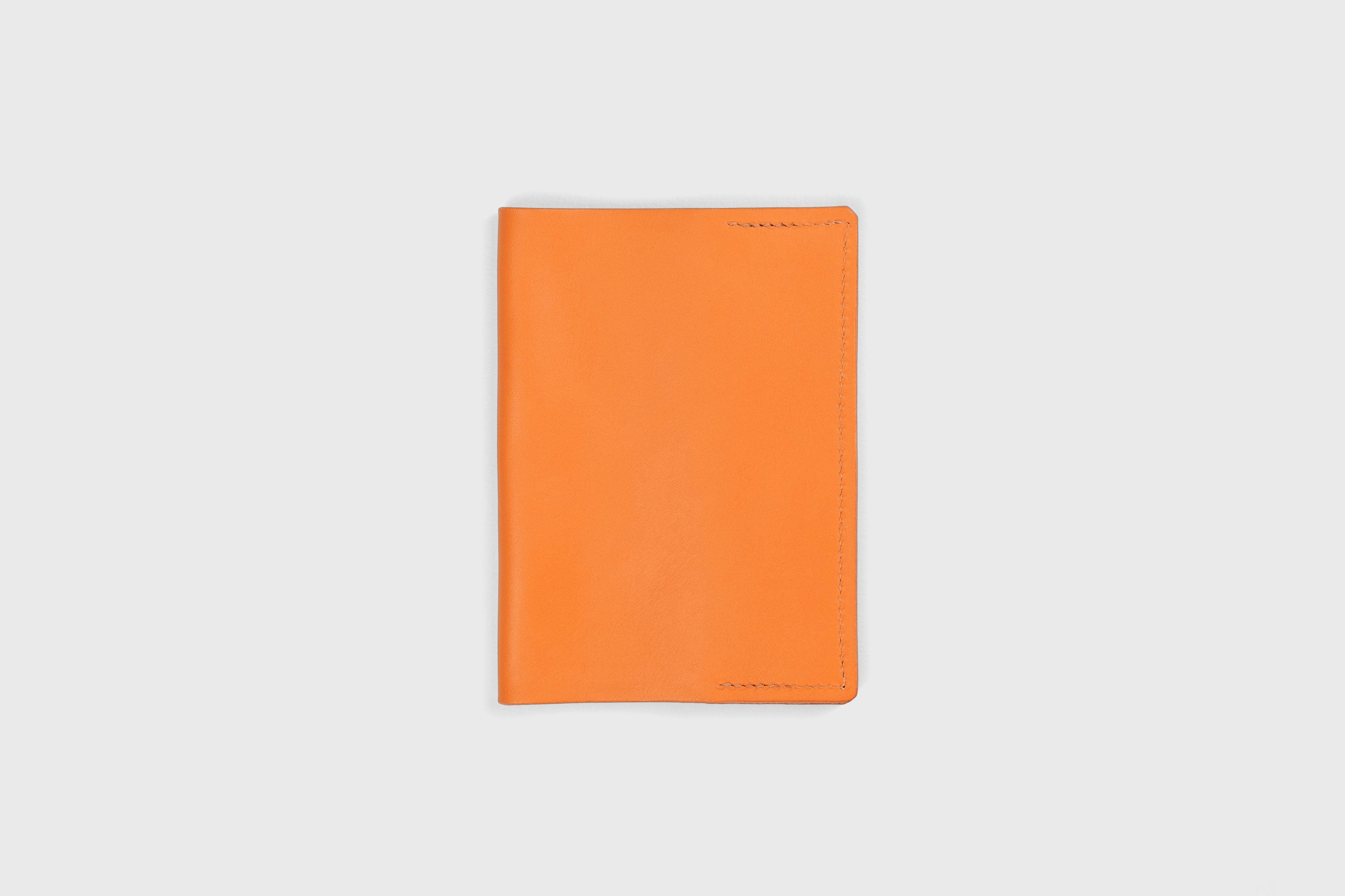 Passport Cover Holder Leather Orange Color Leather Sleeve Case Minimalistic Design Modern Premium Quality Handcraft Vegetable Tanned Leather Manuel Dreesmann Atelier Madre Barcelona Spain