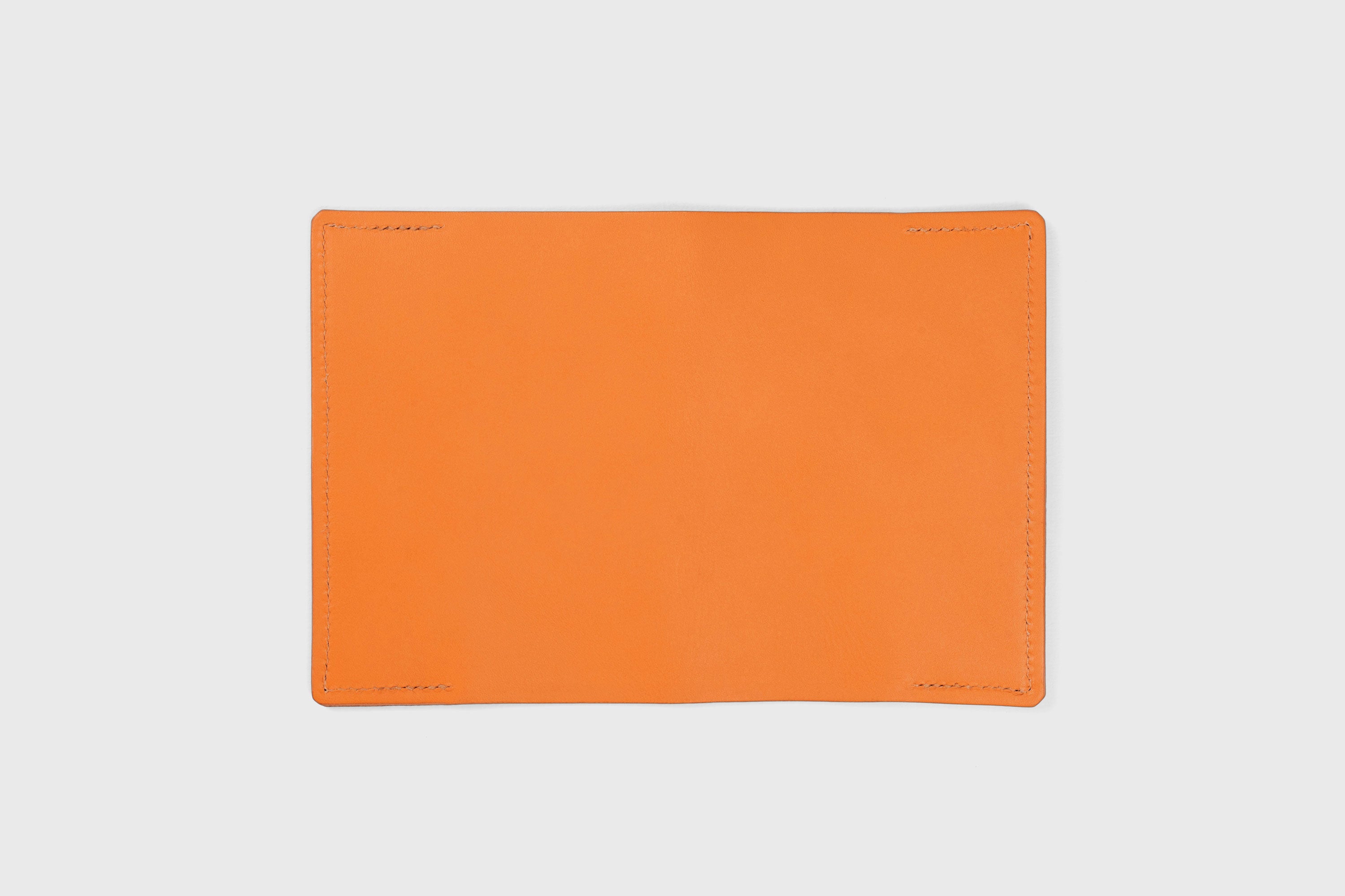 Passport Cover Holder Leather Orange Color Leather Sleeve Case Minimalistic Design Modern Premium Quality Handcraft Vegetable Tanned Leather Manuel Dreesmann Atelier Madre Barcelona Spain