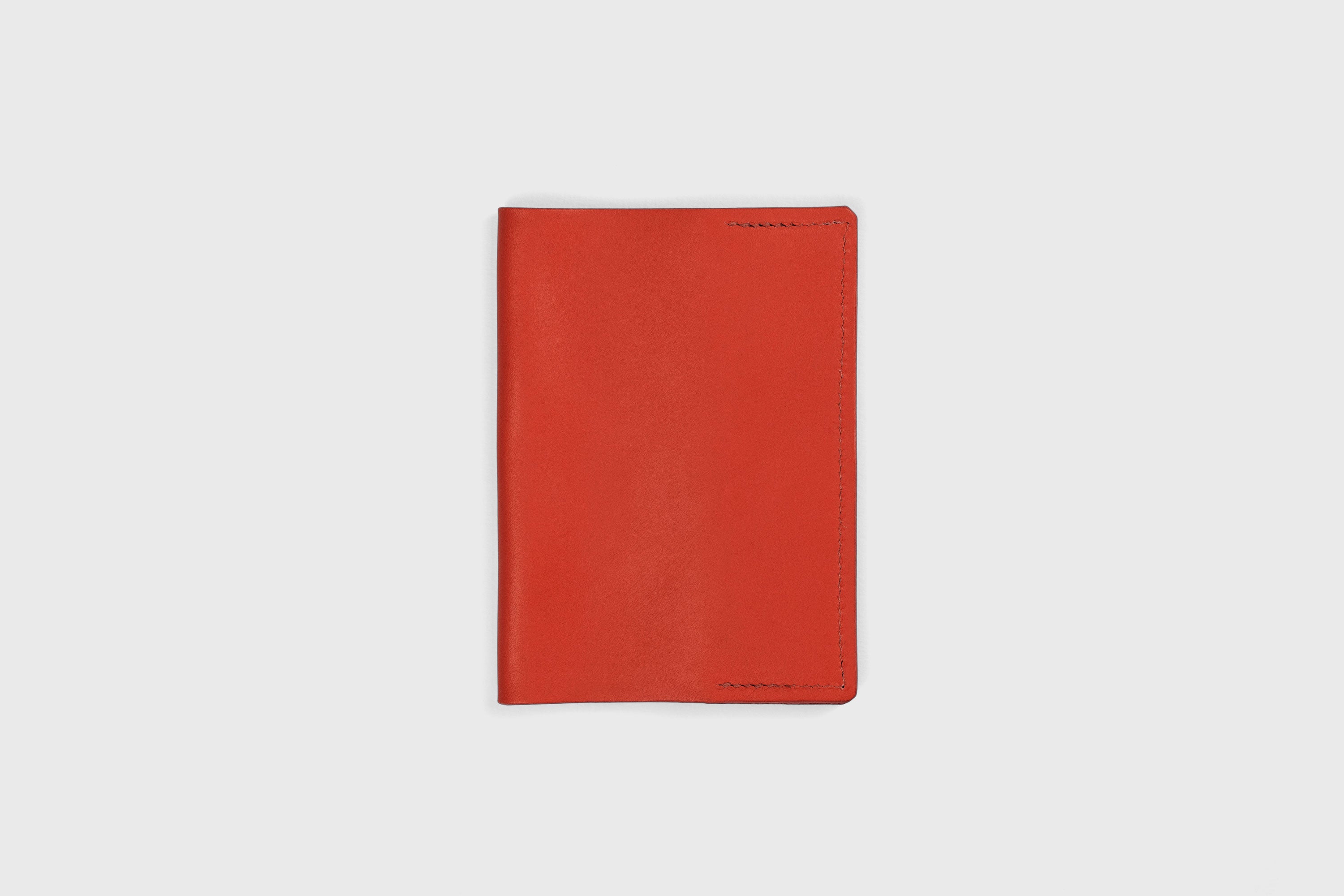 Passport Cover Holder Leather Red Color Leather Sleeve Case Minimalistic Design Modern Premium Quality Handcraft Vegetable Tanned Leather Manuel Dreesmann Atelier Madre Barcelona Spain