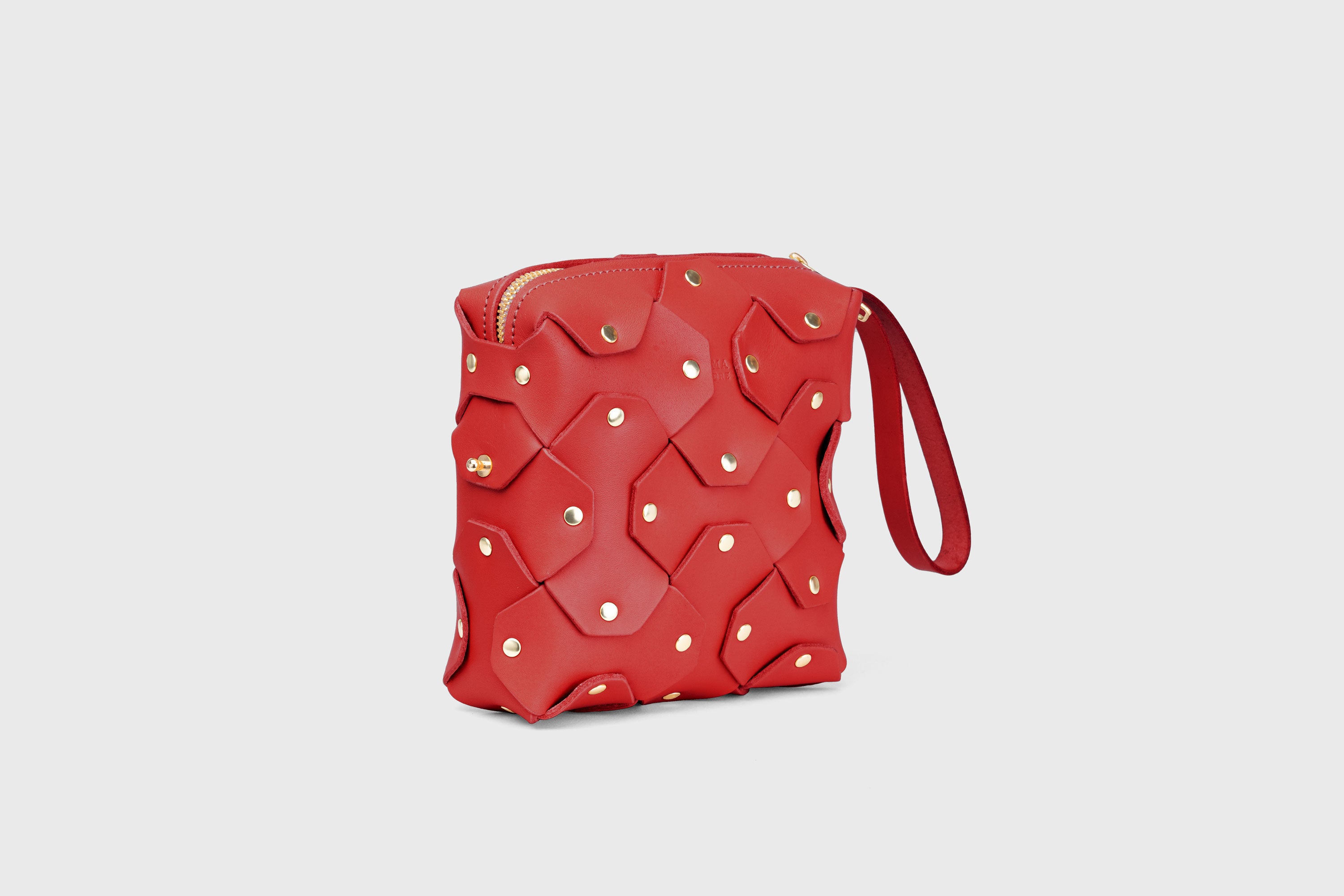 Rivet Bag Squared Red Colour Leather Bag Minimalist Modern Design Premium Quality Atelier Madre Manuel Dreesmann Barcelona