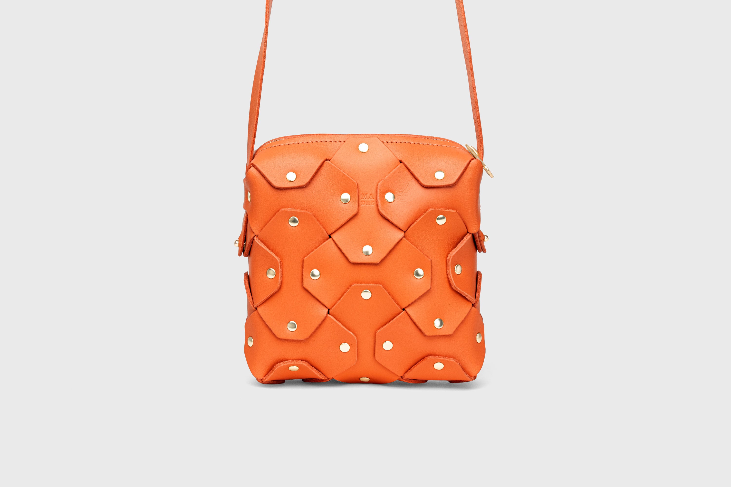 Rivet Bag Squared Orange Colour Leather Bag Minimalist Modern Design Premium Quality Atelier Madre Manuel Dreesmann Barcelona