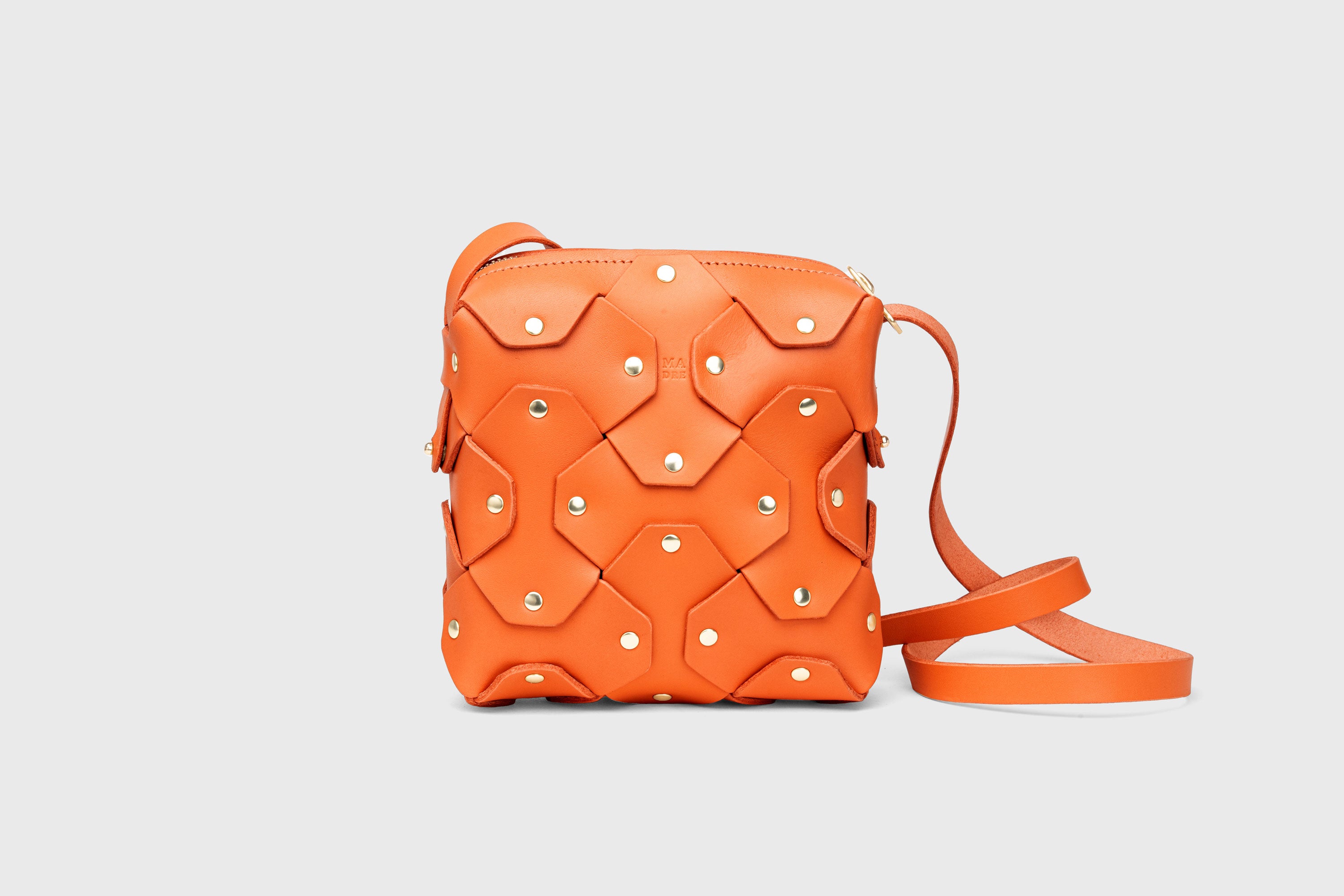 Rivet Bag Squared Orange Colour Leather Bag Minimalist Modern Design Premium Quality Atelier Madre Manuel Dreesmann Barcelona