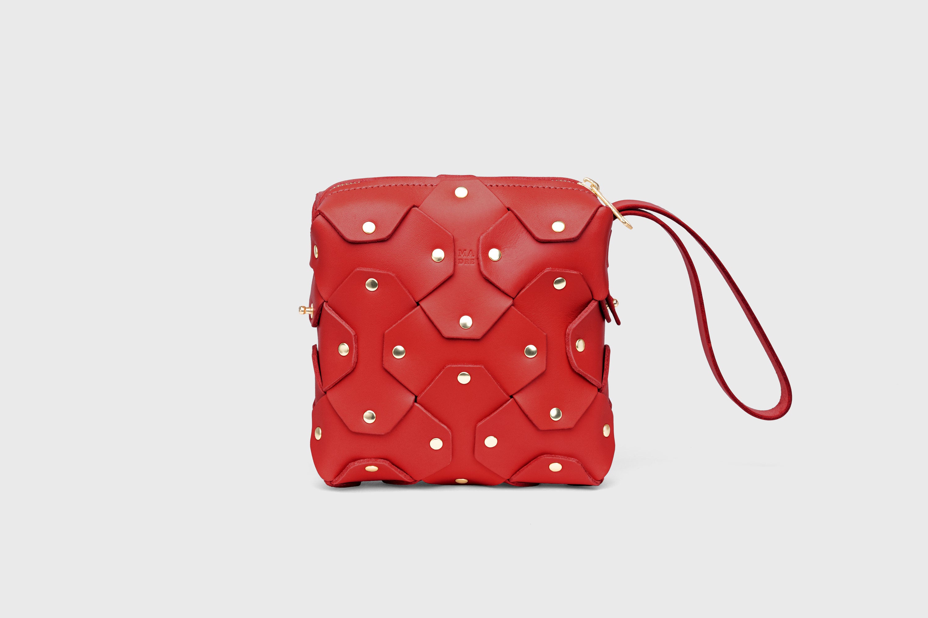 Rivet Bag Squared Red Colour Leather Bag Minimalist Modern Design Premium Quality Atelier Madre Manuel Dreesmann Barcelona
