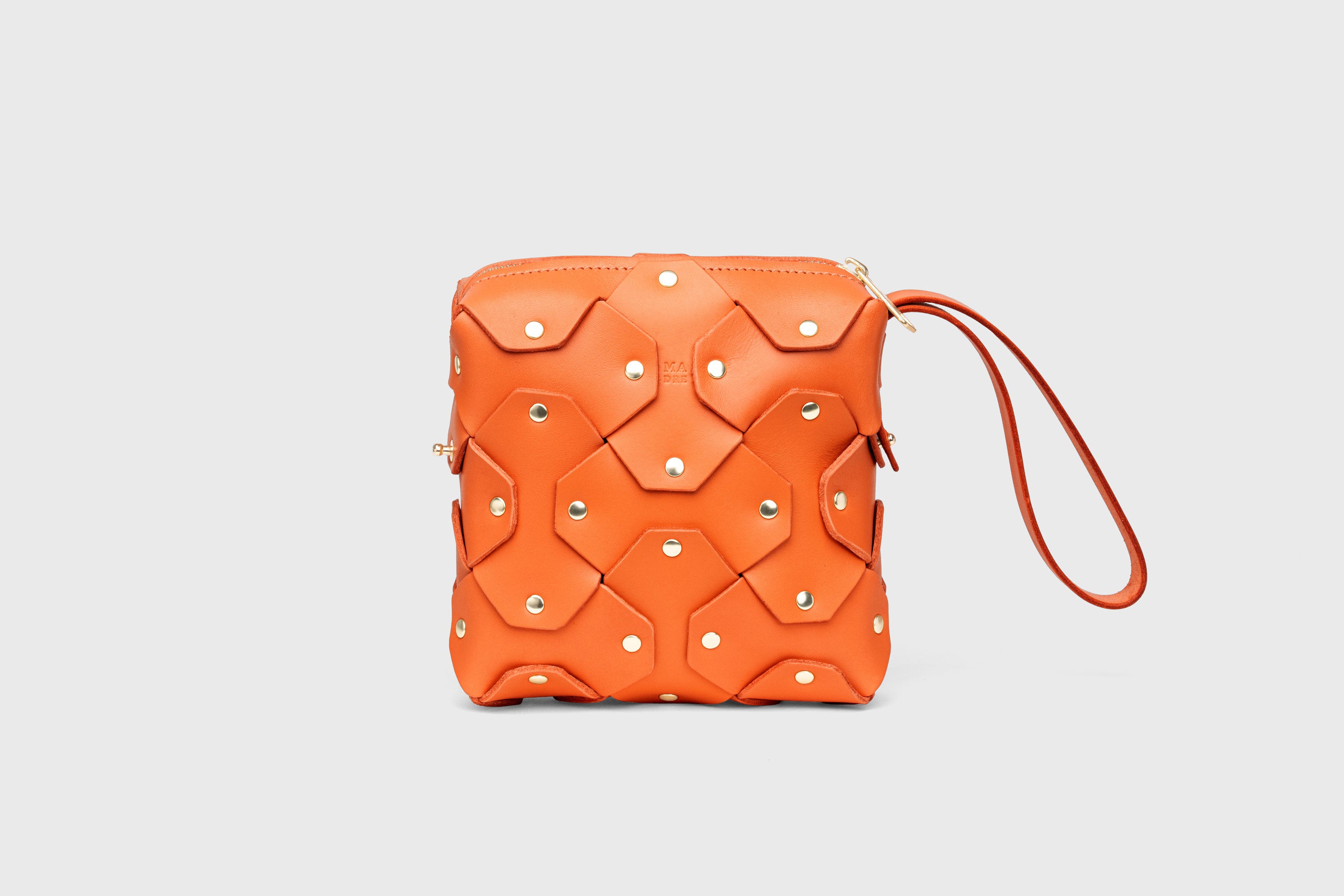 Rivet Bag Squared Orange Colour Leather Bag Minimalist Modern Design Premium Quality Atelier Madre Manuel Dreesmann Barcelona