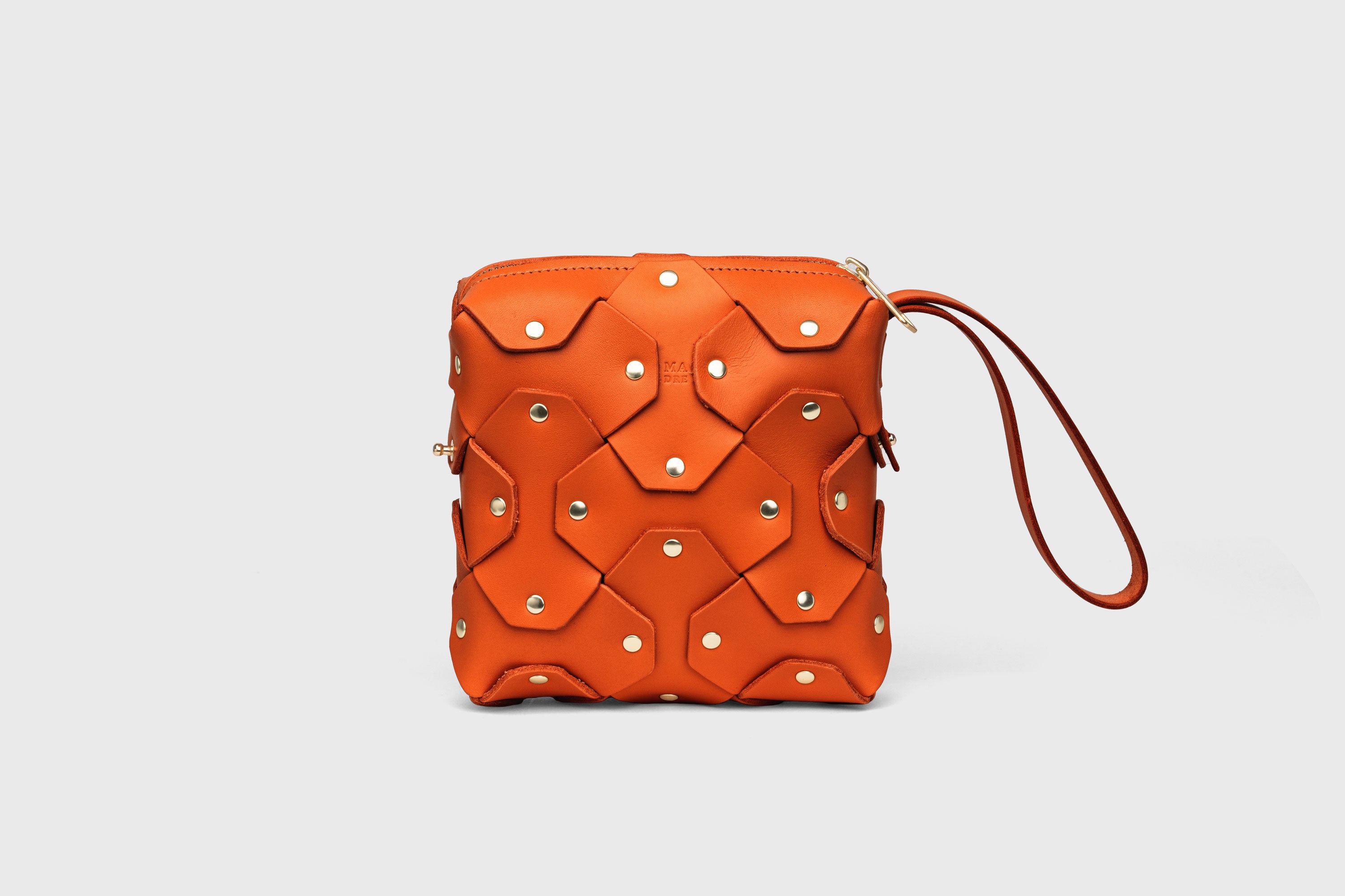 Rivet Bag Squared Orange Color Leather Minimalist Modern Design Premium Quality Atelier Madre Manuel Dreesmann Barcelona