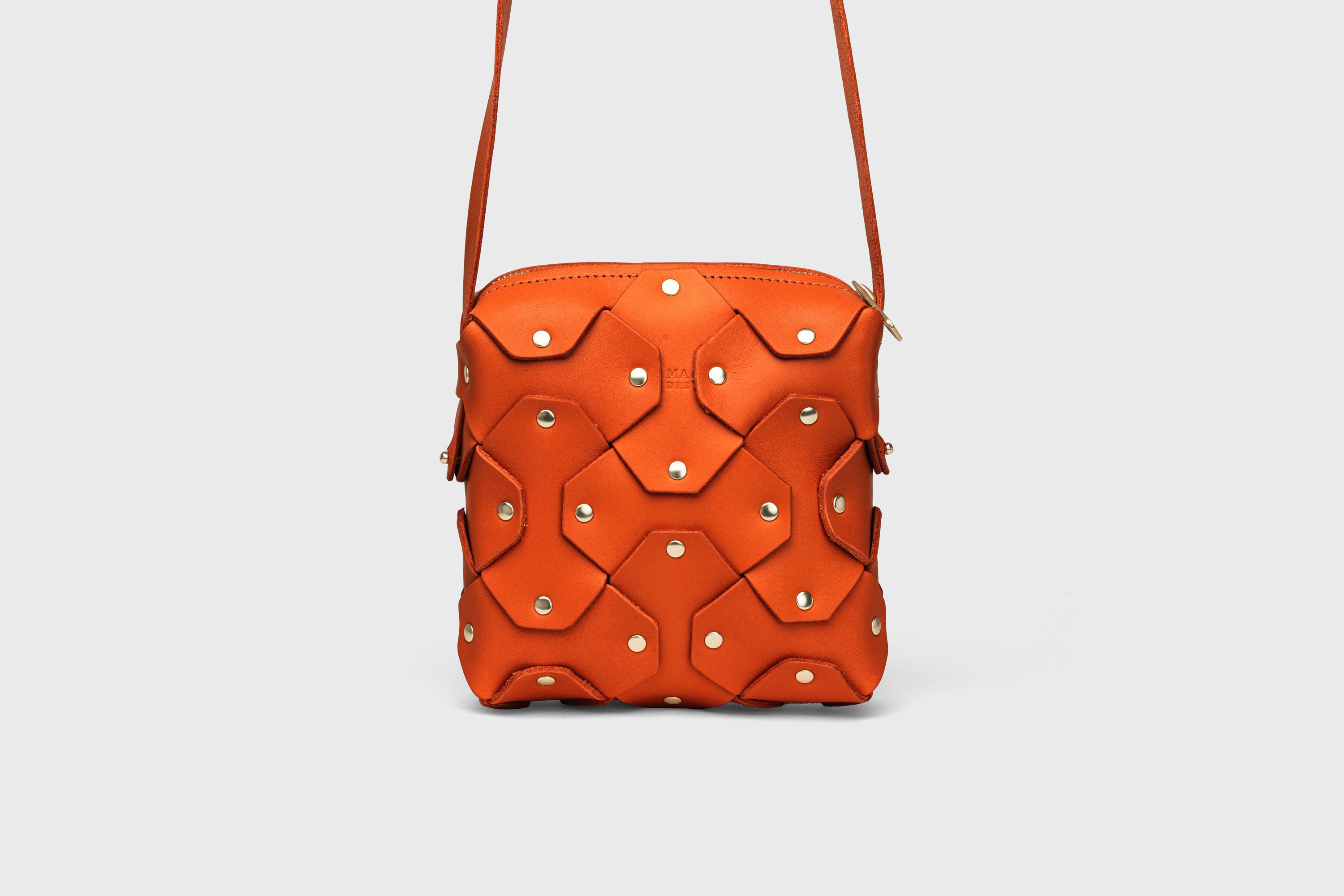 Rivet Bag Squared Orange Color Leather Minimalist Modern Design Premium Quality Atelier Madre Manuel Dreesmann Barcelona