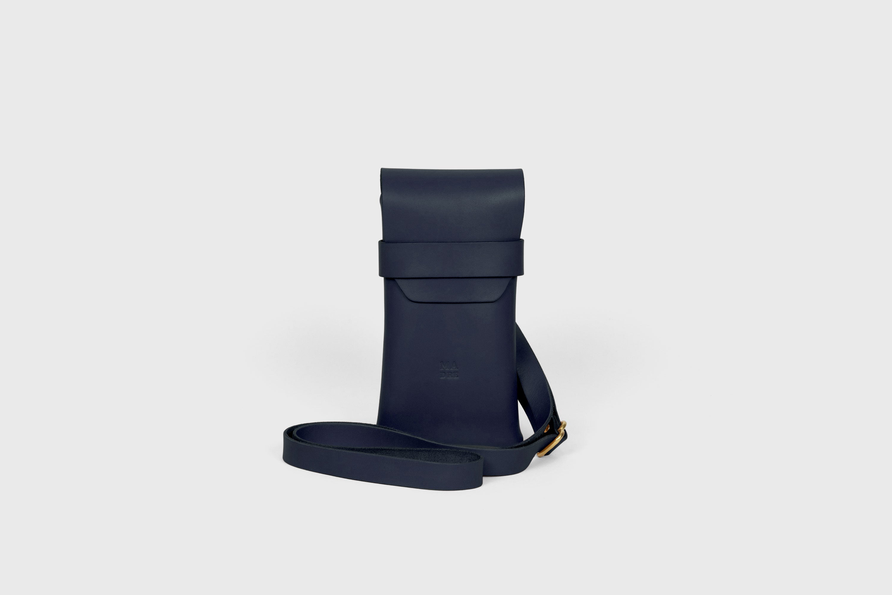 Sling Bag Pouch Leather Marine Blue Color Crossbody Premium Quality Modern Minimalist Independent Designer Atelier Madre Manuel Dreesmann Barcelona Spain