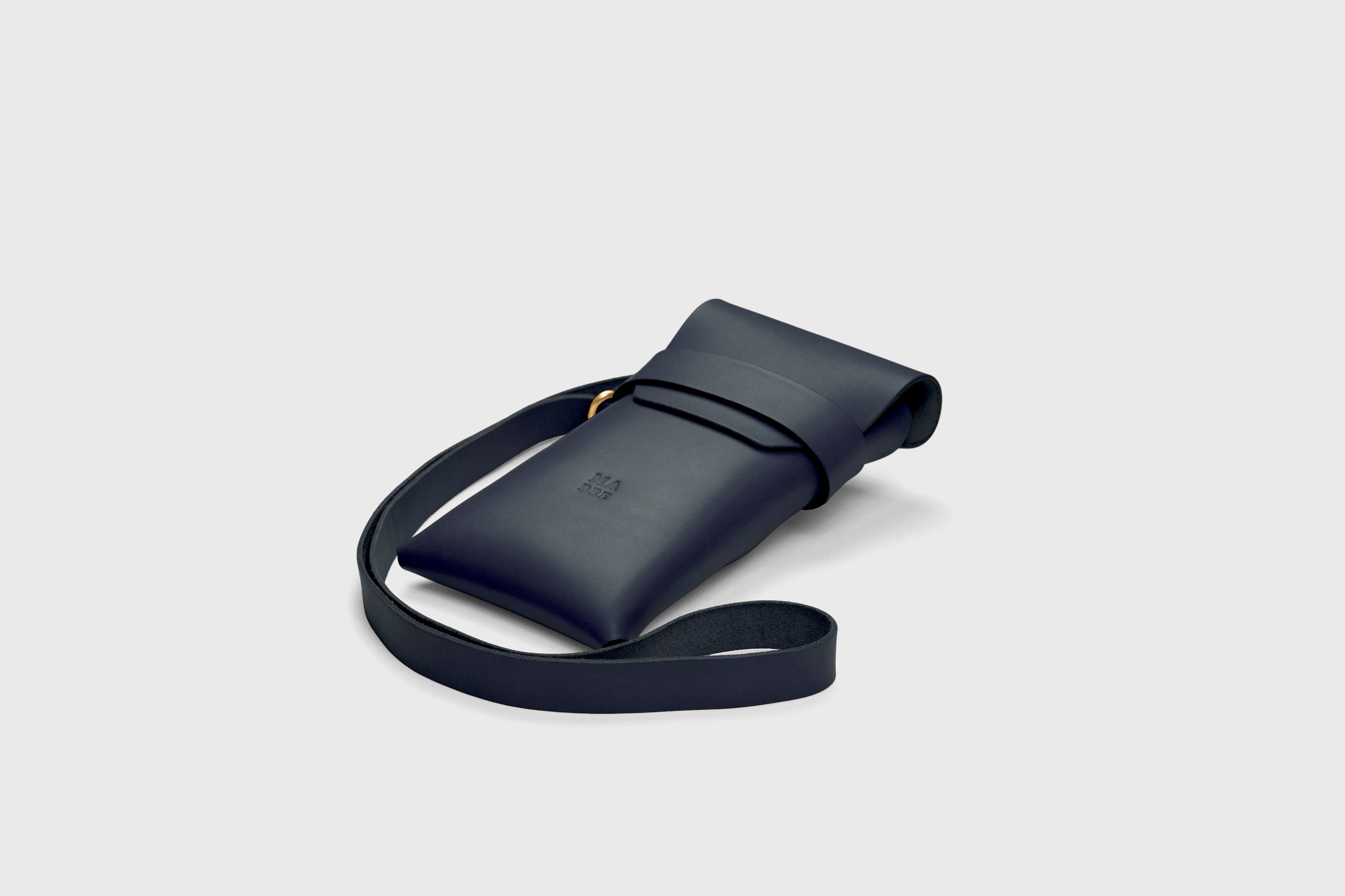Sling Bag Pouch Leather Marine Blue Color Crossbody Premium Quality Modern Minimalist Independent Designer Atelier Madre Manuel Dreesmann Barcelona Spain