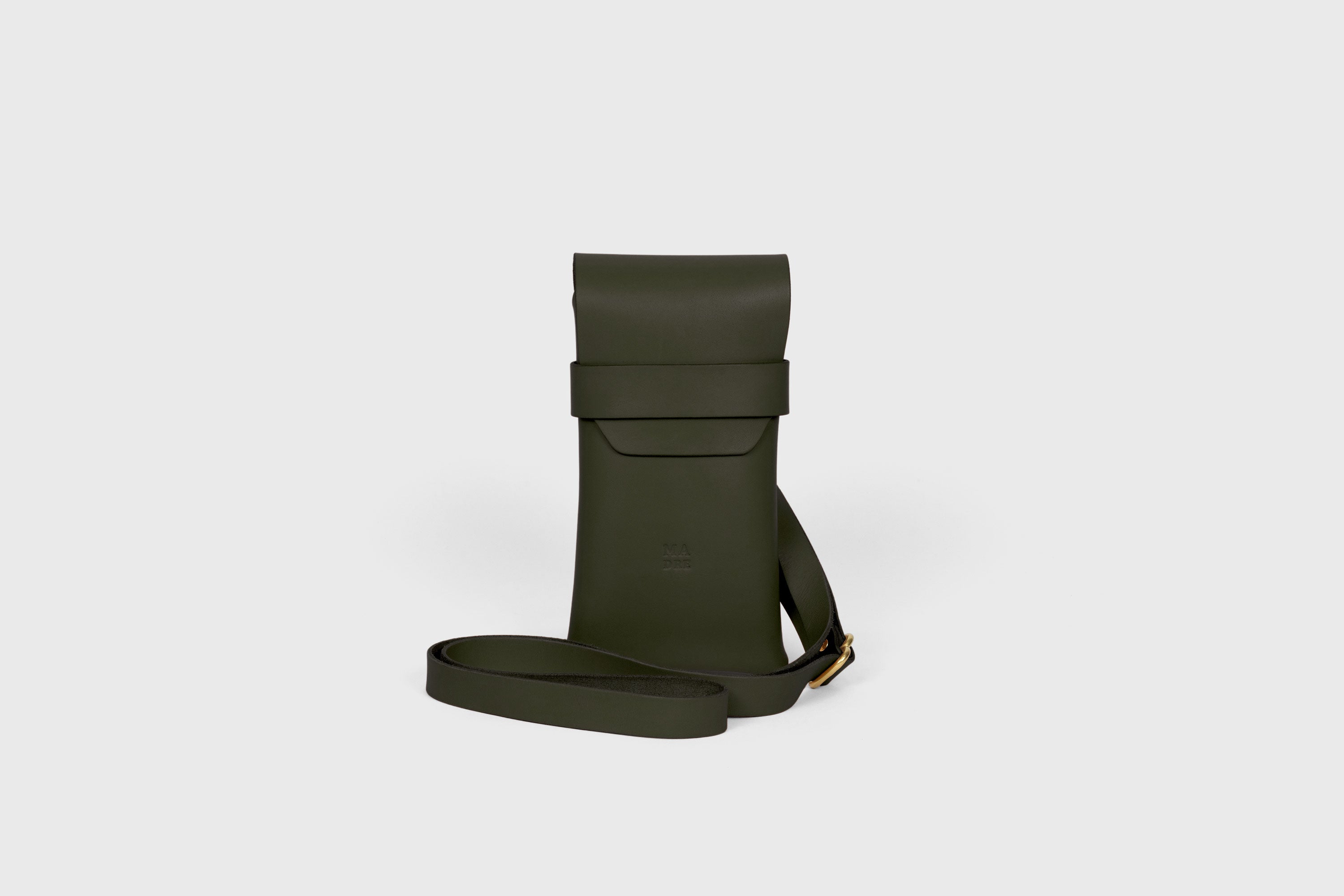 Sling Bag Pouch Leather Olive Green Color Crossbody Premium Quality Modern Minimalist Independent Designer Atelier Madre Manuel Dreesmann Barcelona Spain
