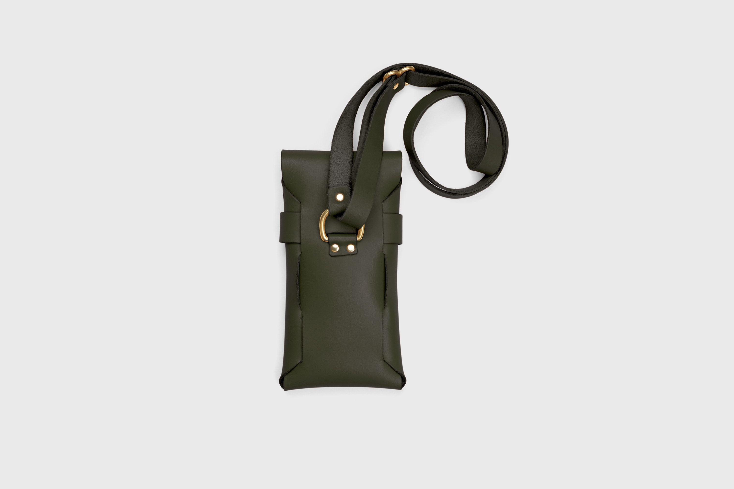 Sling Bag Pouch Leather Olive Green Color Crossbody Premium Quality Modern Minimalist Independent Designer Atelier Madre Manuel Dreesmann Barcelona Spain