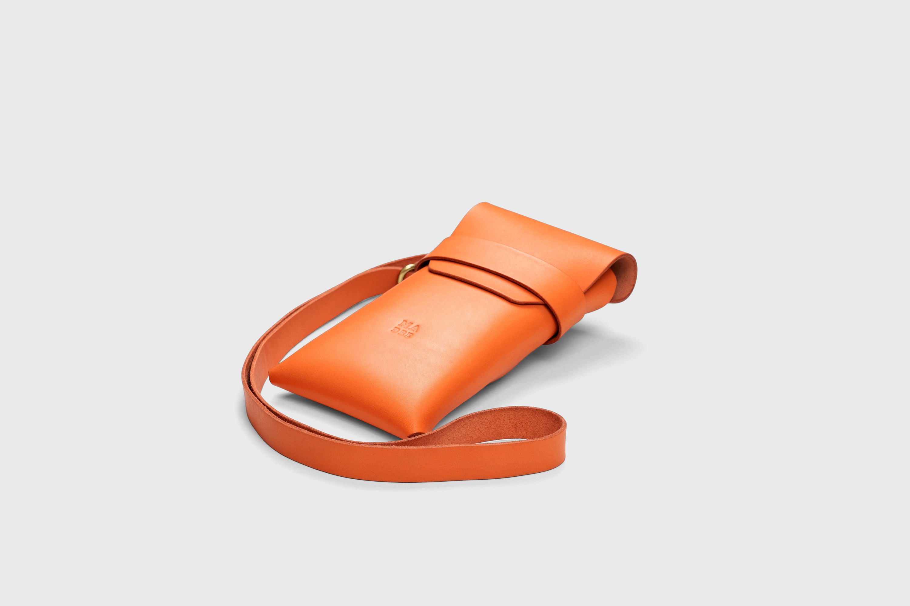 Sling Bag Pouch Leather Orange Color Crossbody Premium Quality Modern Minimalist Independent Designer Atelier Madre Manuel Dreesmann Barcelona Spain