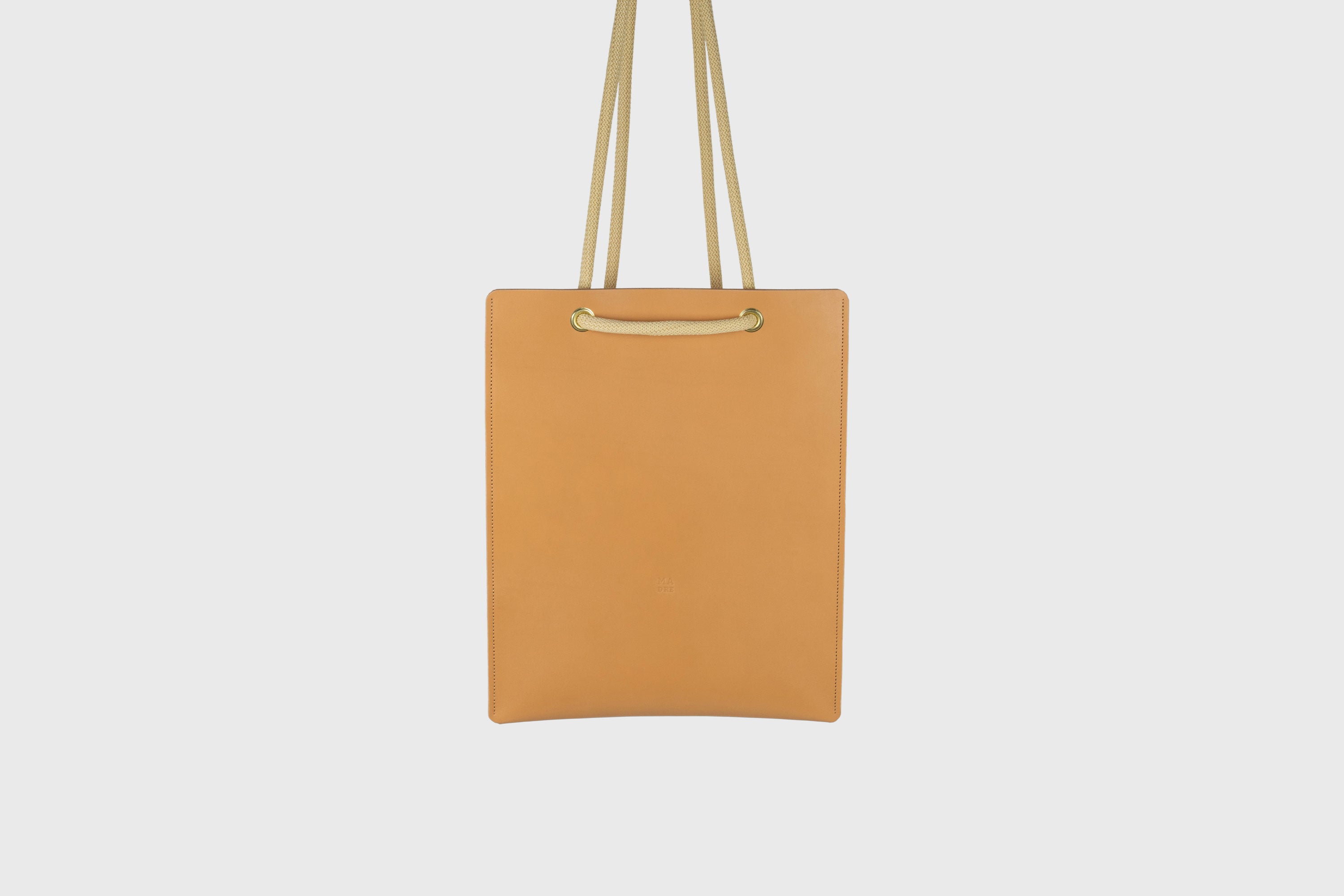 Tote Backpack Premium Leather Brown Color Rope Handles Minimalist Design Atelier Madre Manuel Dreesmann Barcelona Spain