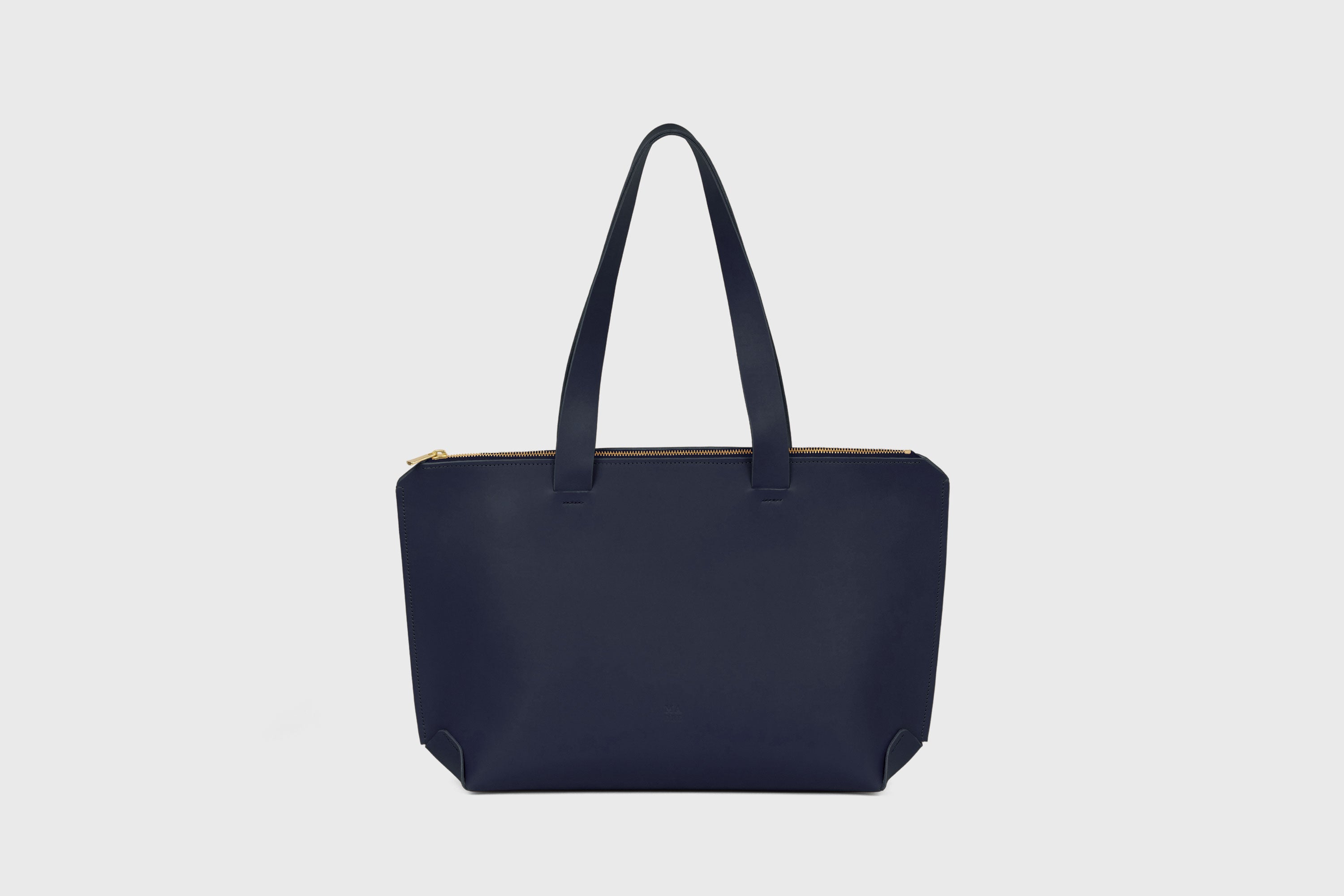 Tote Bag Leather Zipper Marine Blue Color Premium Quality Minimalist Design Atelier Madre Manuel Dreesmann Barcelona Spain
