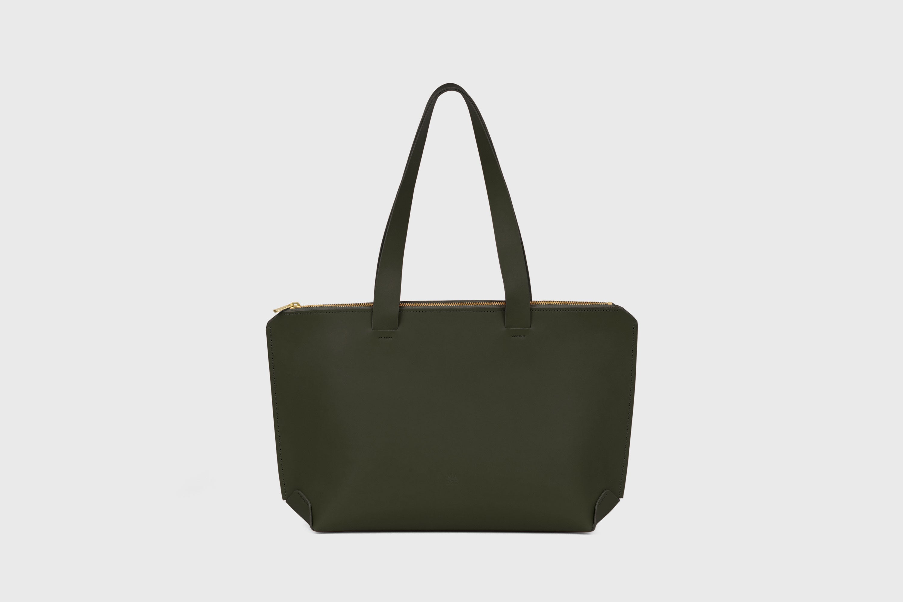 Tote Bag Leather Zipper Olive Green Color Premium Quality Minimalist Design Atelier Madre Manuel Dreesmann Barcelona Spain