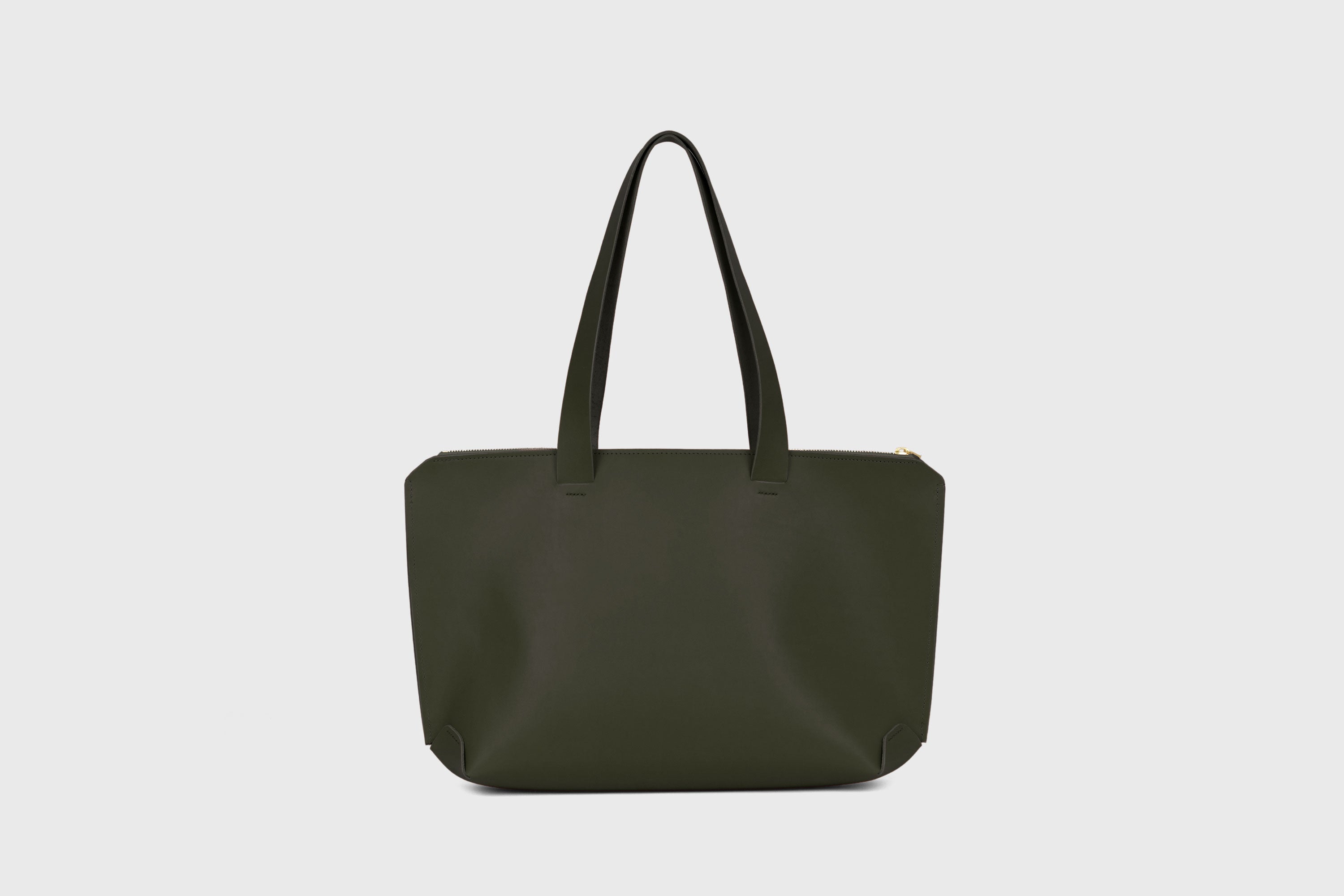 Tote Bag Leather Zipper Olive Green Color Premium Quality Minimalist Design Atelier Madre Manuel Dreesmann Barcelona Spain