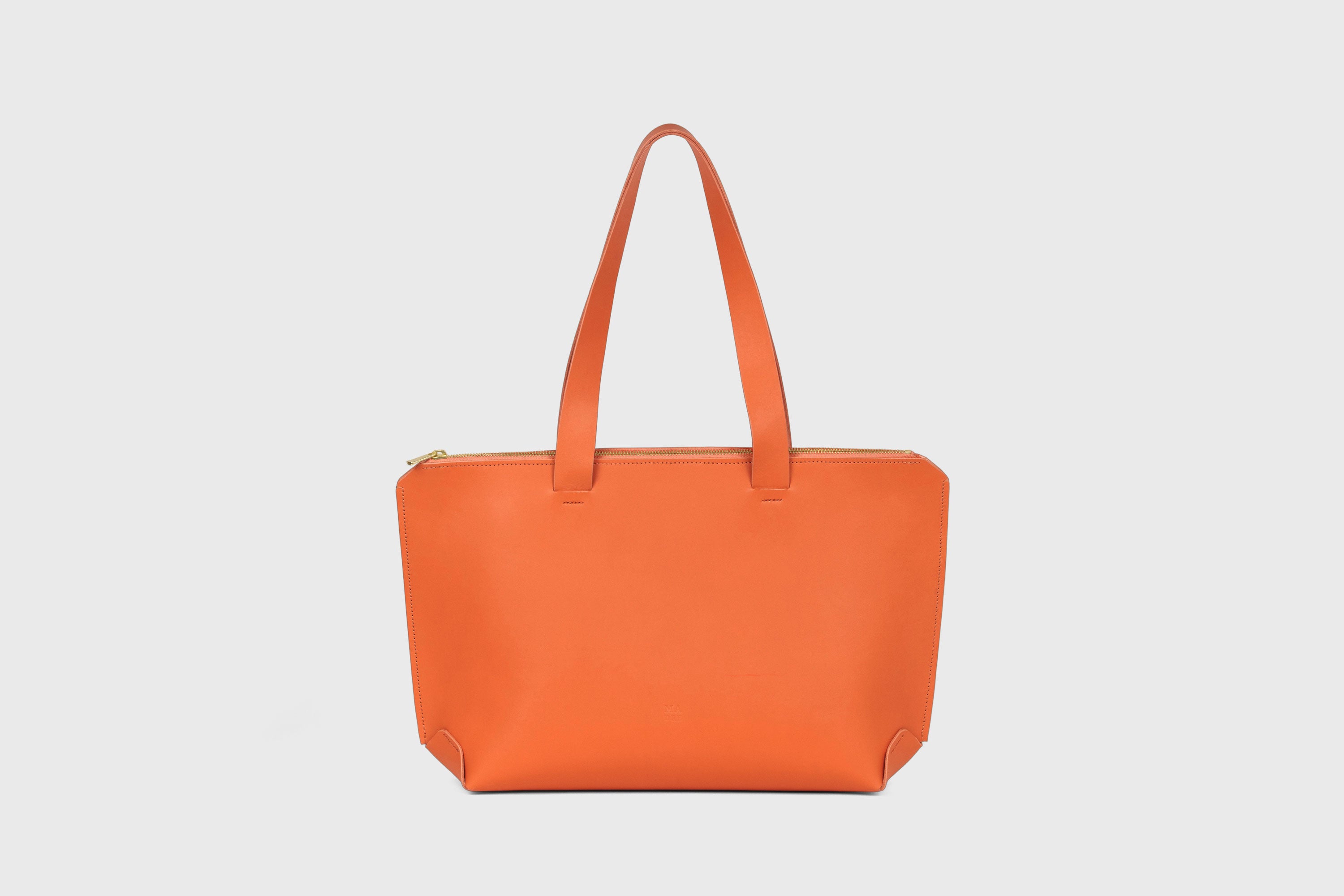 Tote Bag Leather Zipper Orange Color Premium Quality Minimalist Design Atelier Madre Manuel Dreesmann Barcelona Spain