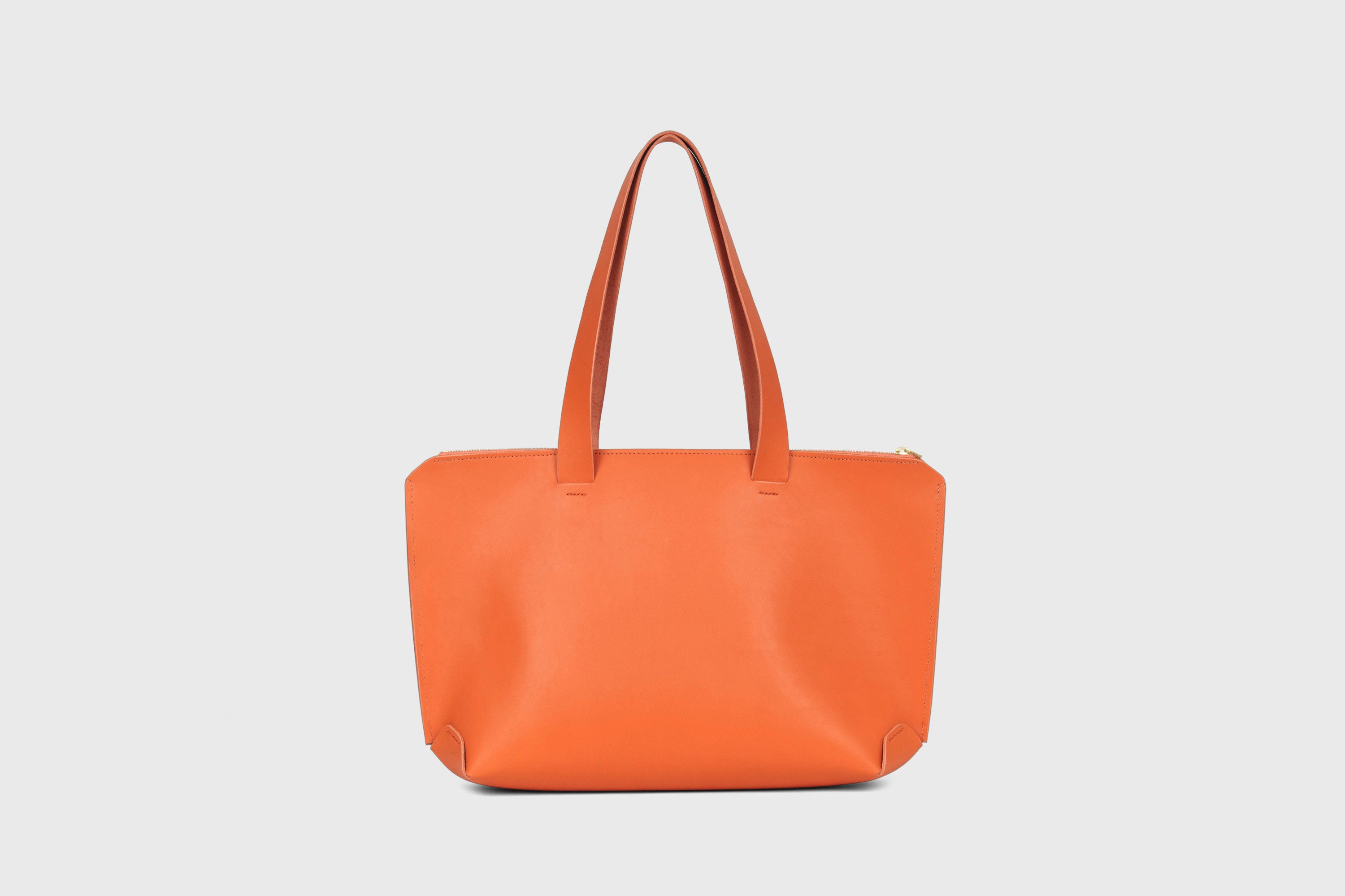 Tote Bag Leather Zipper Orange Color Premium Quality Minimalist Design Atelier Madre Manuel Dreesmann Barcelona Spain