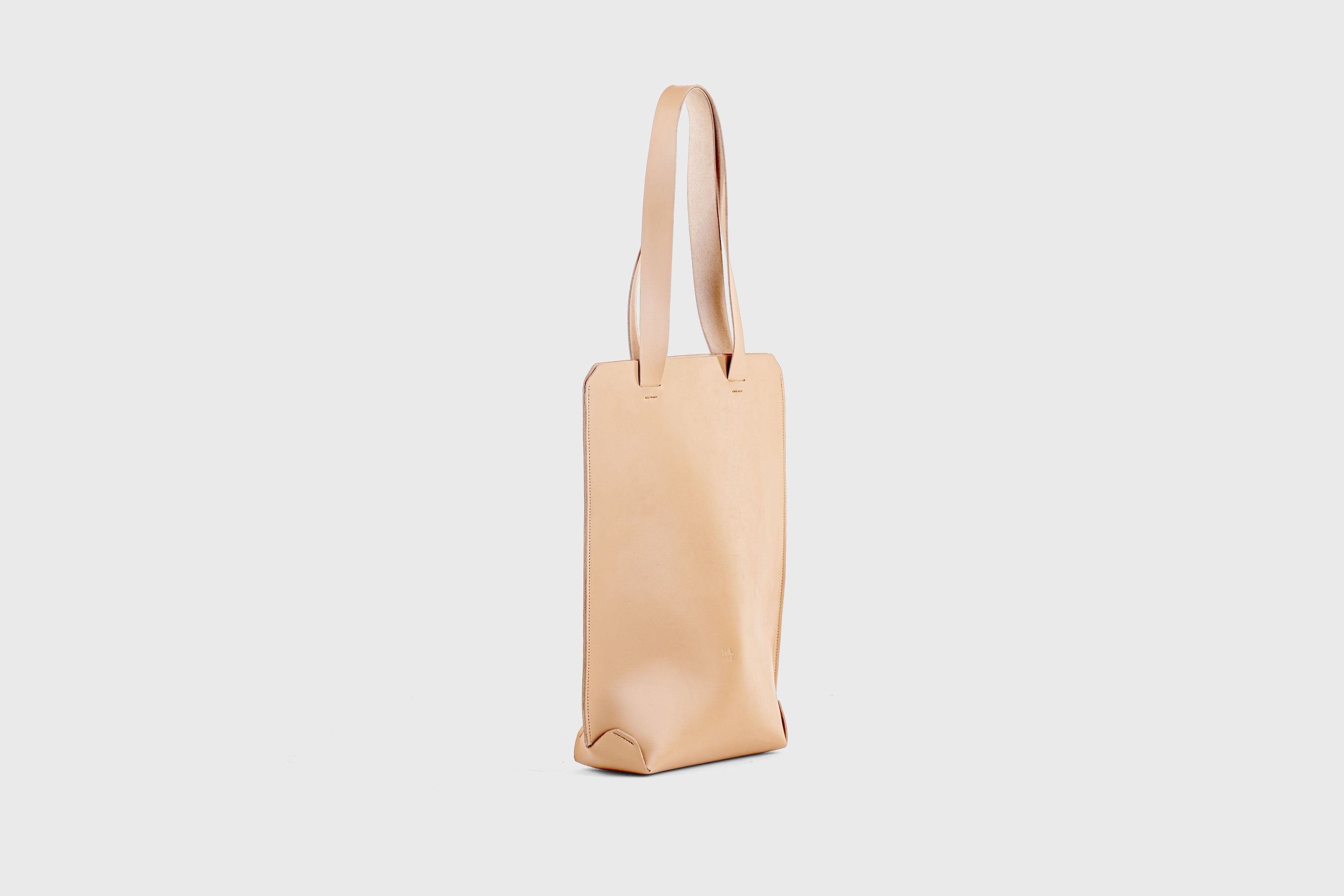 Tote Bag Long Natural Color Leather Bag Vegetable Tanned Leather Exclusive Quality Craftsmanship Handmade Design By Manuel Dreesmann Atelier Madre Barcelona Spain