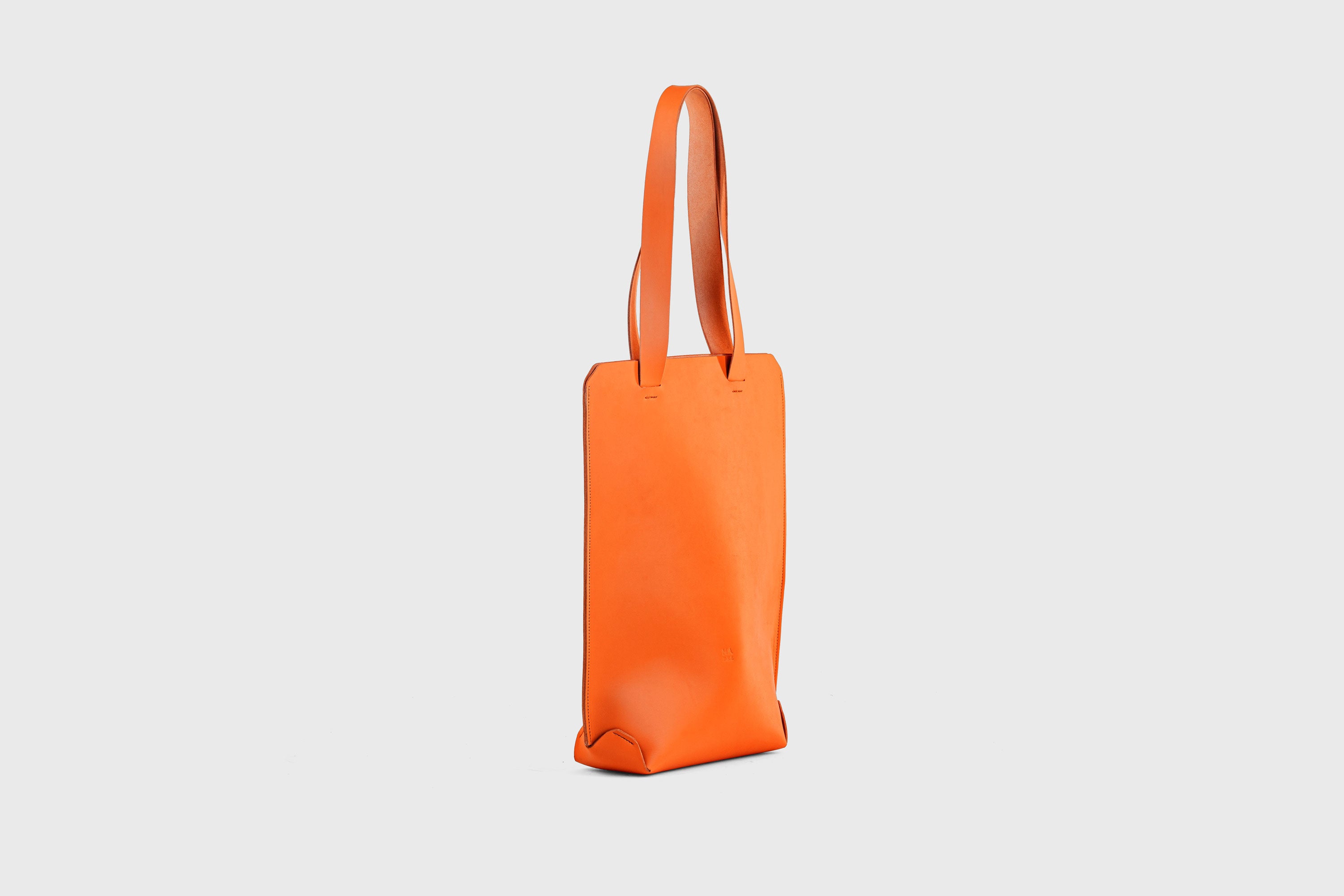 Tote Bag Long Orange Color Leather Bag Vegetable Tanned Leather Exclusive Quality Craftsmanship Handmade Design By Manuel Dreesmann Atelier Madre Barcelona Spain