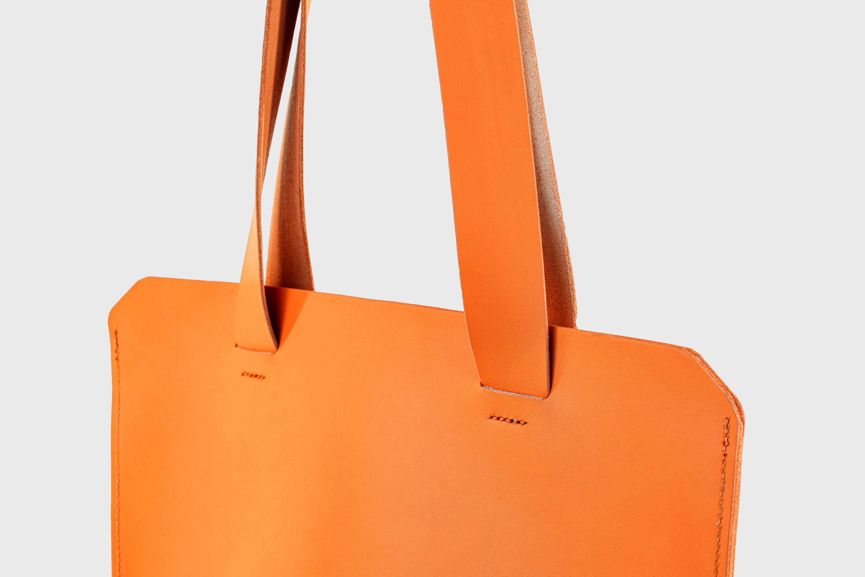 Tote Bag Long Orange Color Leather Bag Vegetable Tanned Leather Exclusive Quality Craftsmanship Handmade Design By Manuel Dreesmann Atelier Madre Barcelona Spain