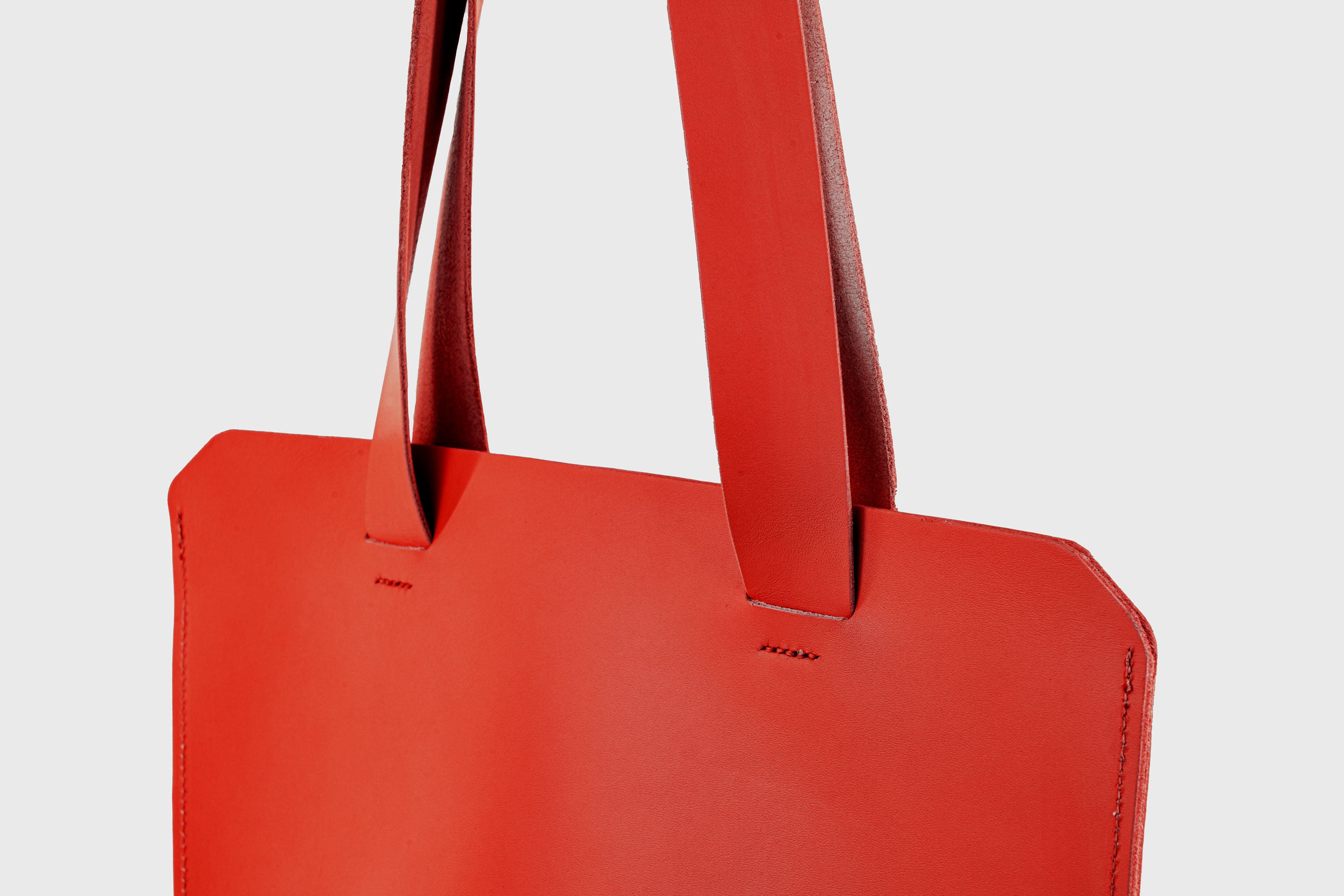 Tote Bag Long Red Color Leather Bag Vegetable Tanned Leather Exclusive Quality Craftsmanship Handmade Design By Manuel Dreesmann Atelier Madre Barcelona Spain