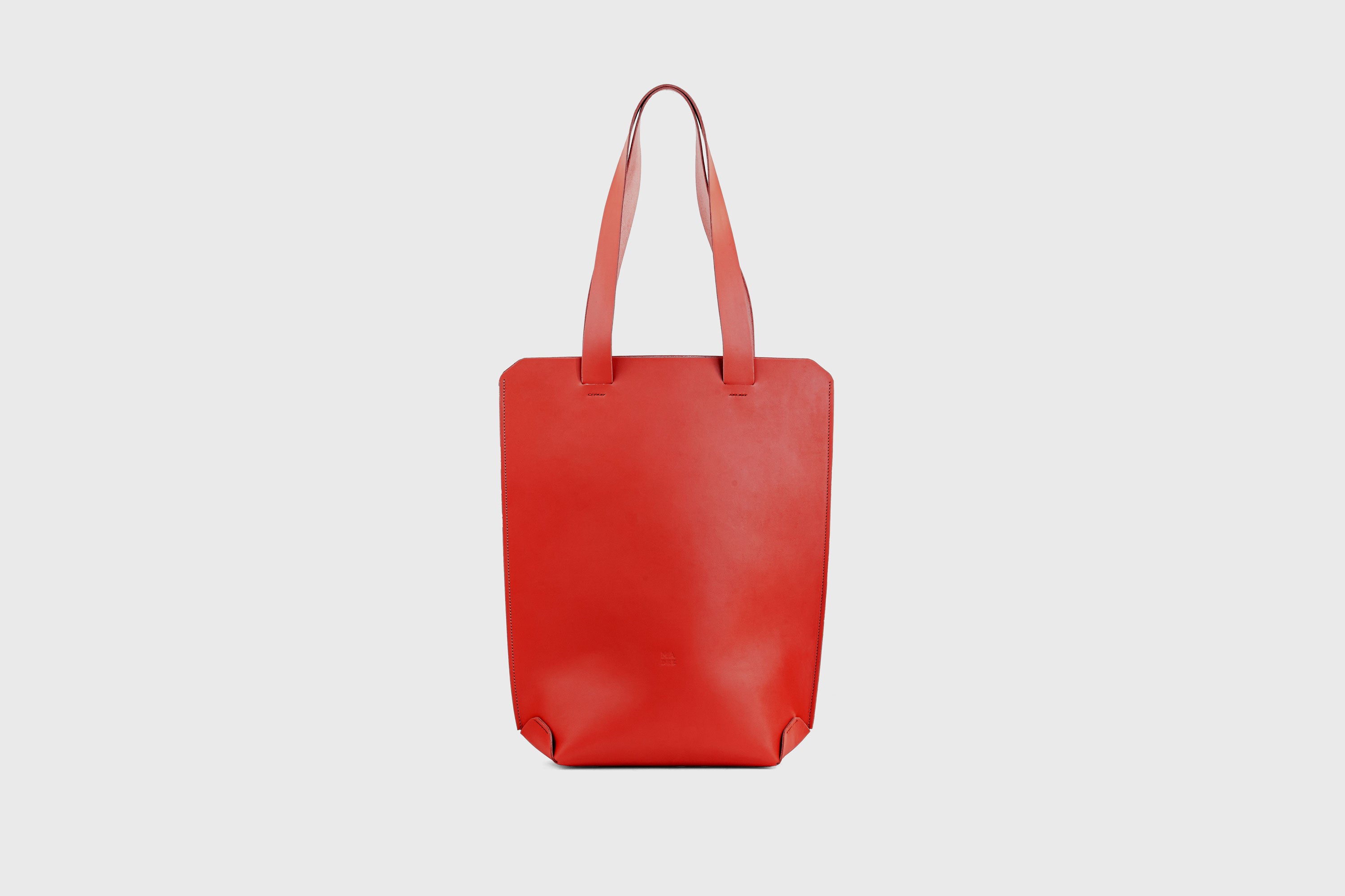 Tote Bag Long Red Color Leather Bag Vegetable Tanned Leather Exclusive Quality Craftsmanship Handmade Design By Manuel Dreesmann Atelier Madre Barcelona Spain