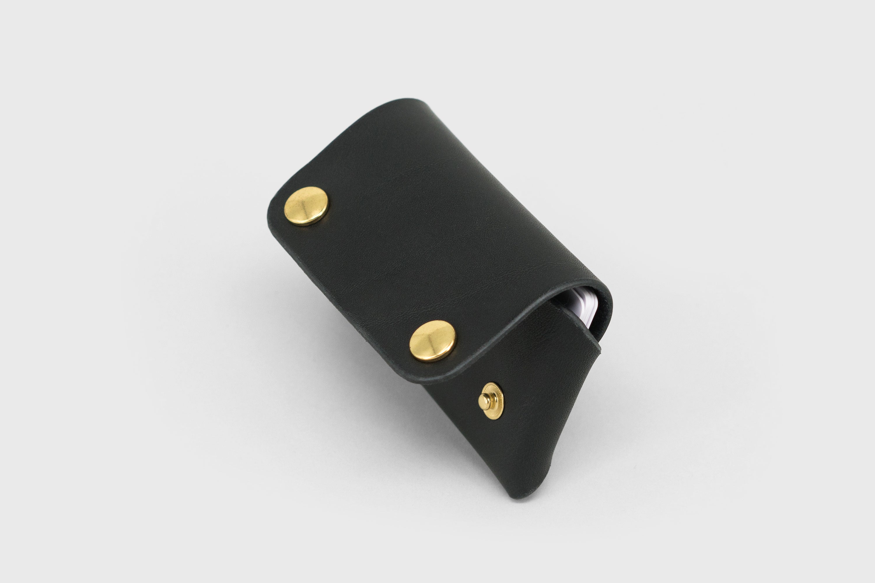 Leather Card Holder with Snap Buttons