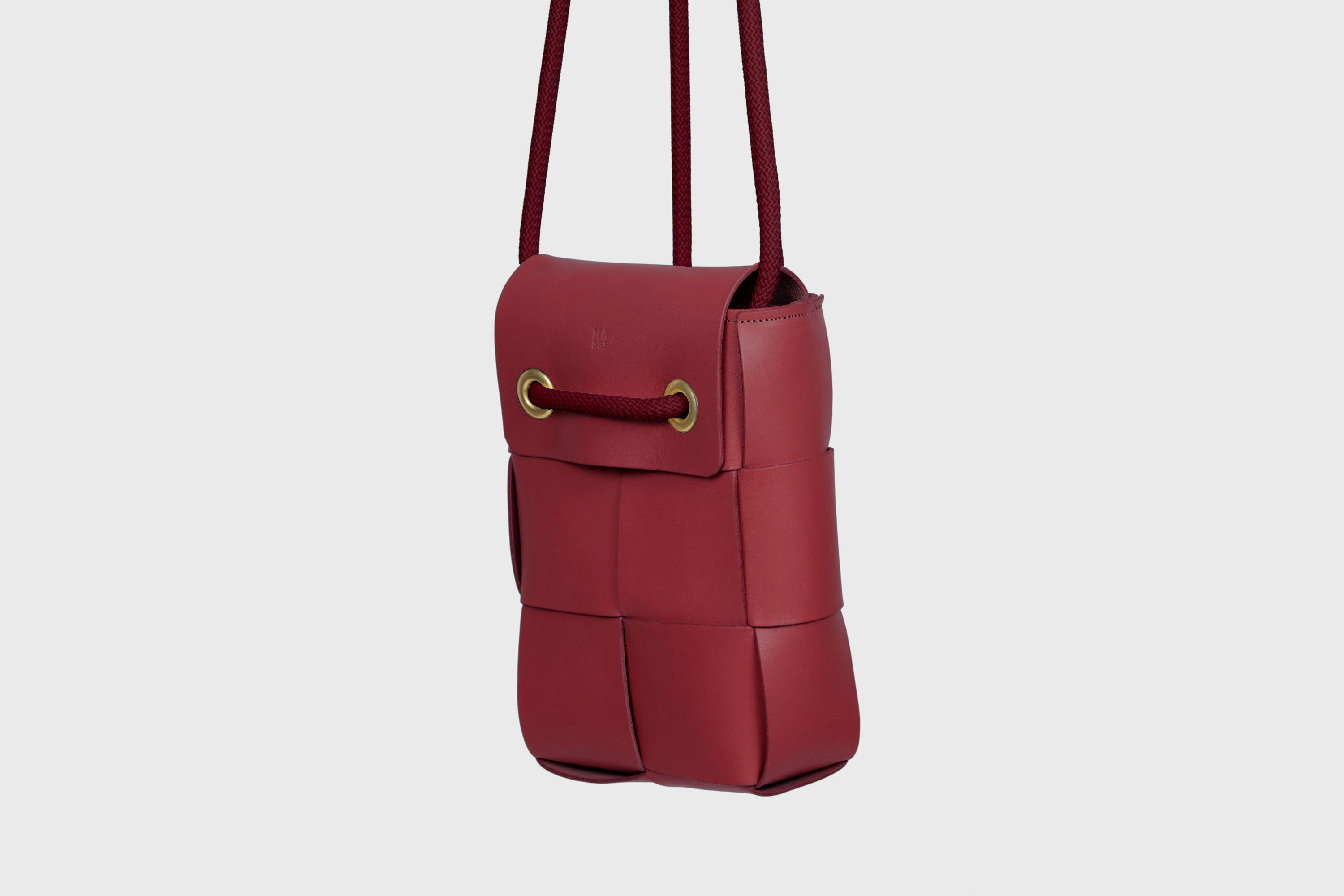Woven Backpack Red Color Leather Weave Full Grain Vegetable Tanned Leather Premium Quality Minimalistic Modern Designer Atelier Madre Barcelona Spain