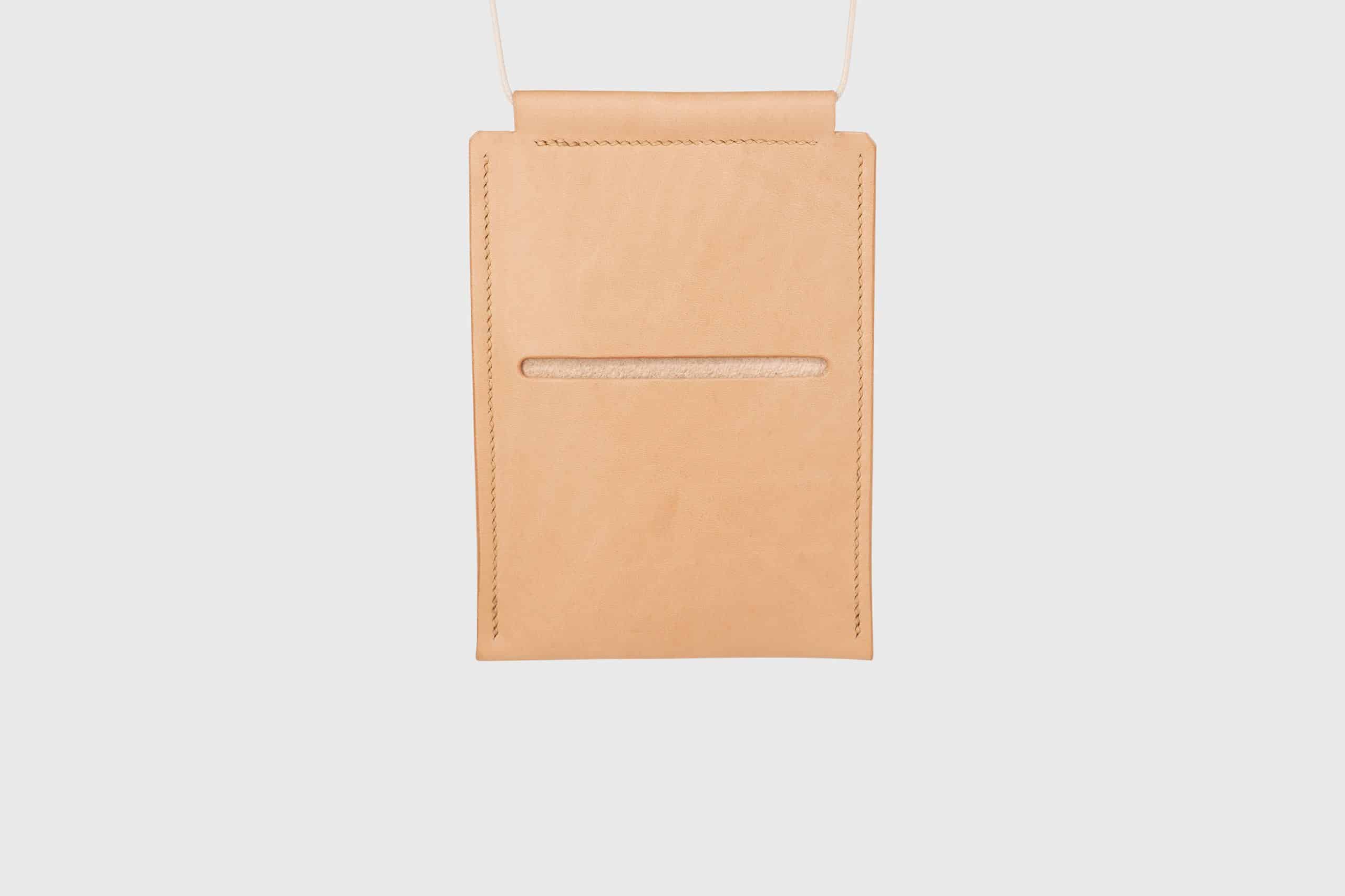 Vegetable tanned leather necklace bag hanger for phone