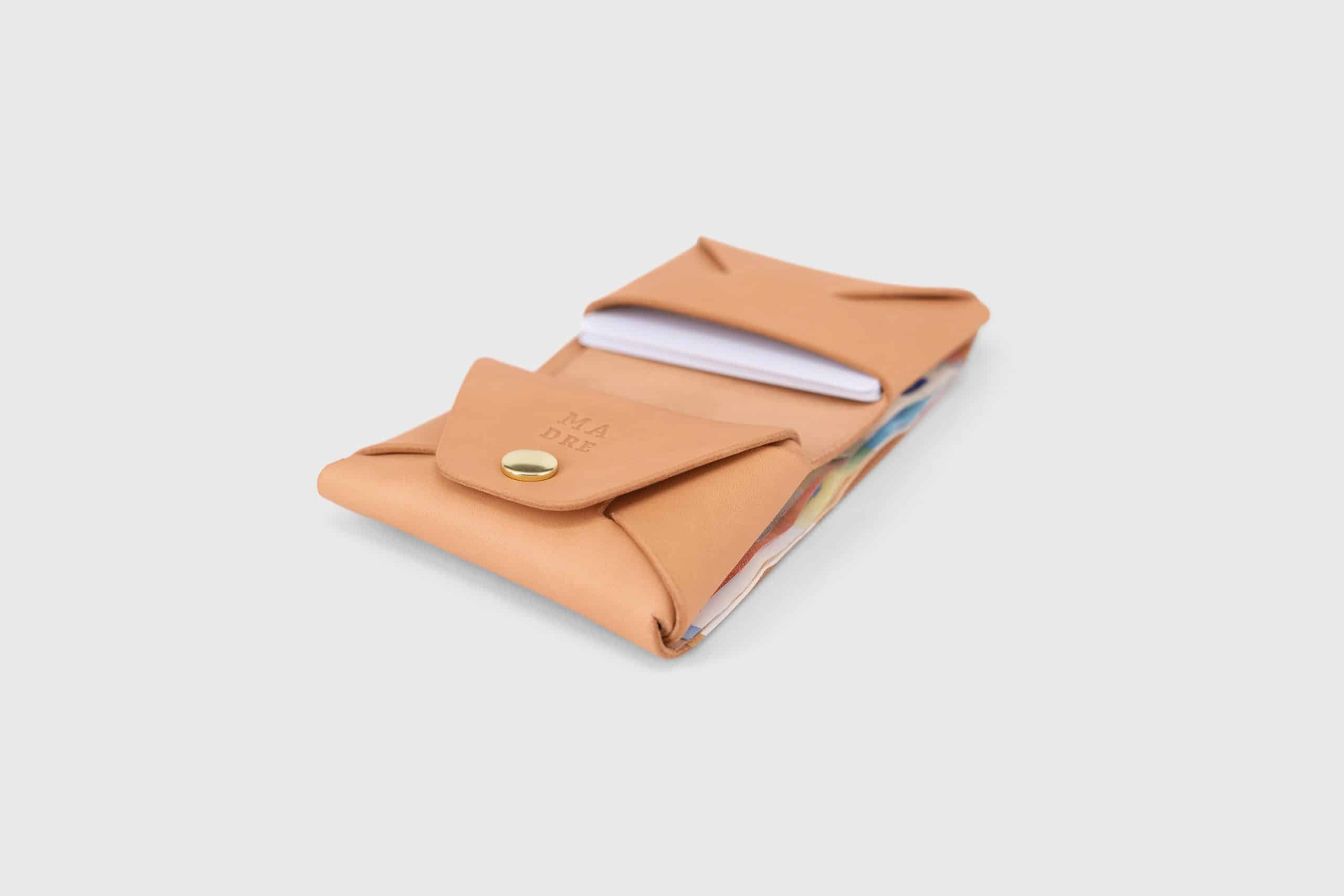 vegetable tanned leather wallet for coins