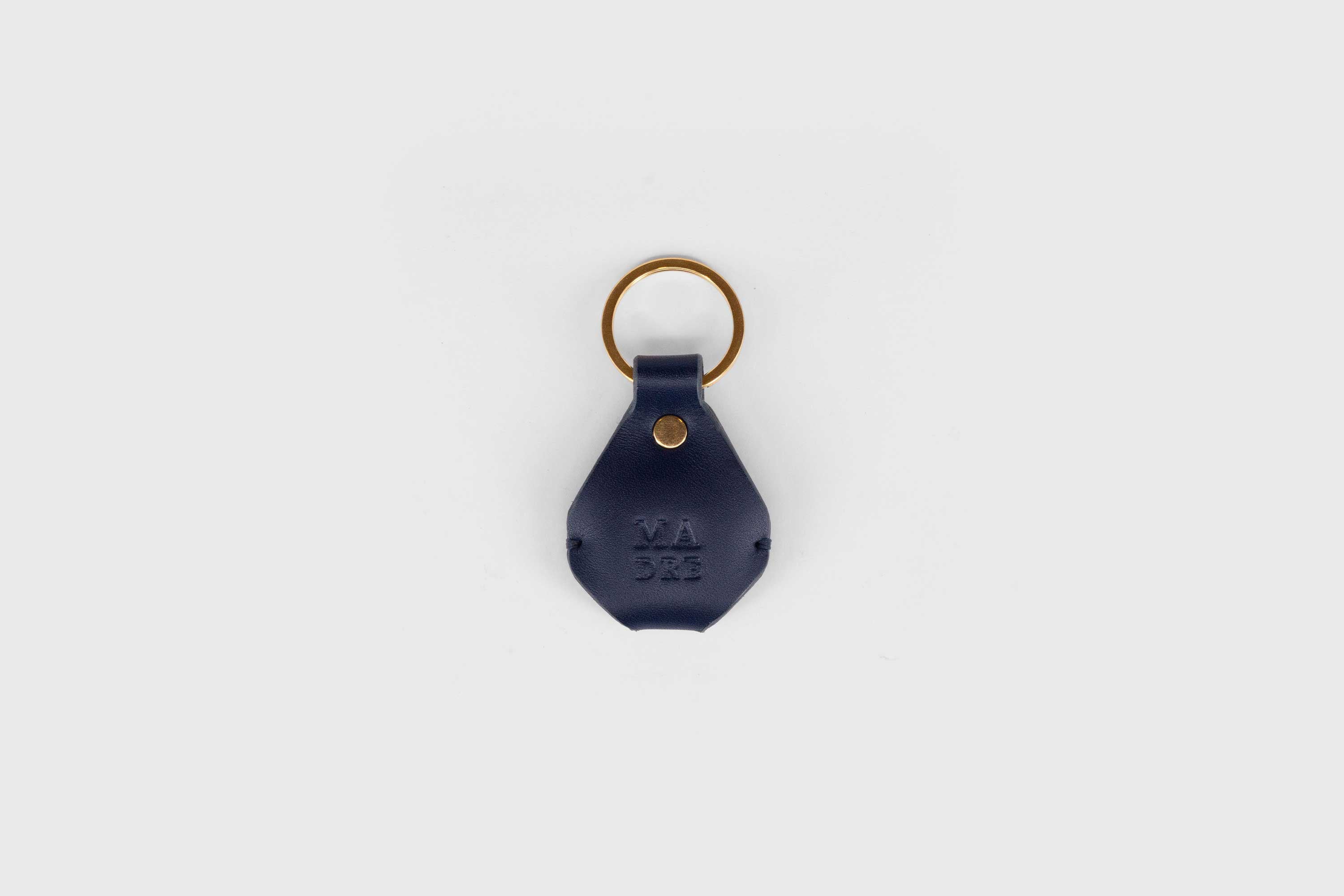 AirTag Leather Key Ring Holder Case Marine Blue Vegetable Tanned Design Manuel Dreesmann Atelier Madre Barcelona