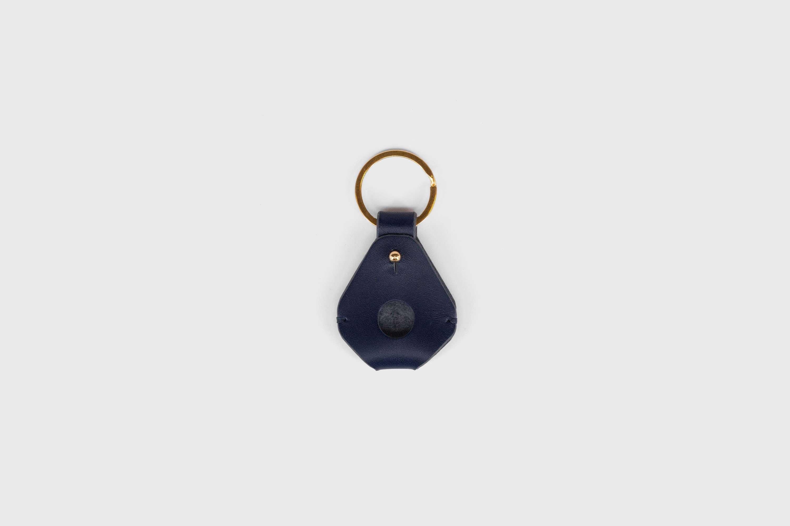 AirTag Leather Key Ring Holder Case Marine Blue Vegetable Tanned Design Manuel Dreesmann Atelier Madre Barcelona