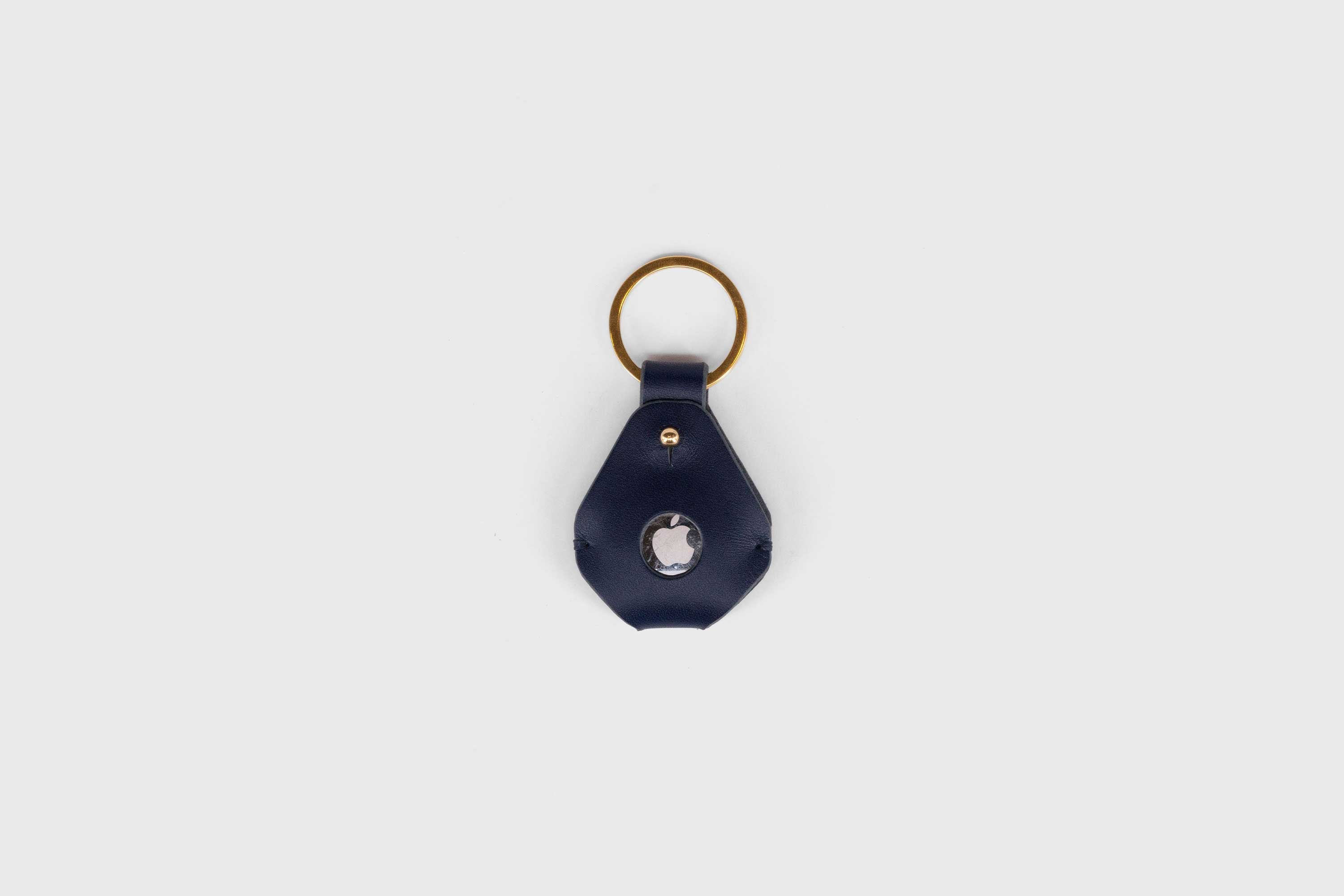 AirTag Leather Key Ring Holder Case Marine Blue Vegetable Tanned Design Manuel Dreesmann Atelier Madre Barcelona