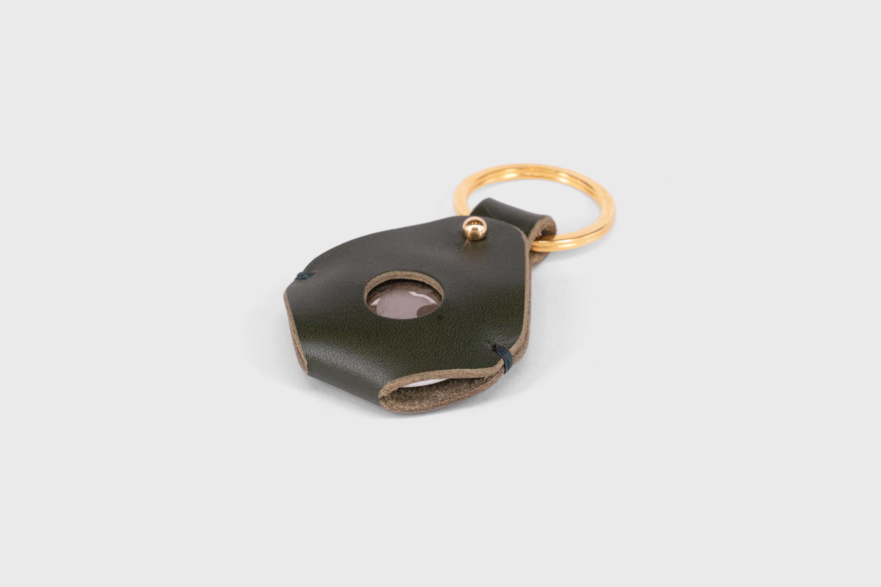 AirTag Leather Key Ring Holder Case Marine Blue Vegetable Tanned Design Manuel Dreesmann Atelier Madre Barcelona