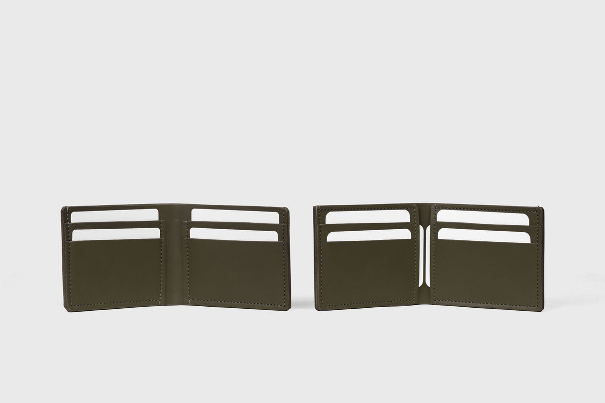 Bifold Wallet Horizontal 6 Slots Olive Green Leather Atelier Madre Manuel Dreesmann Barcelona Spain 3