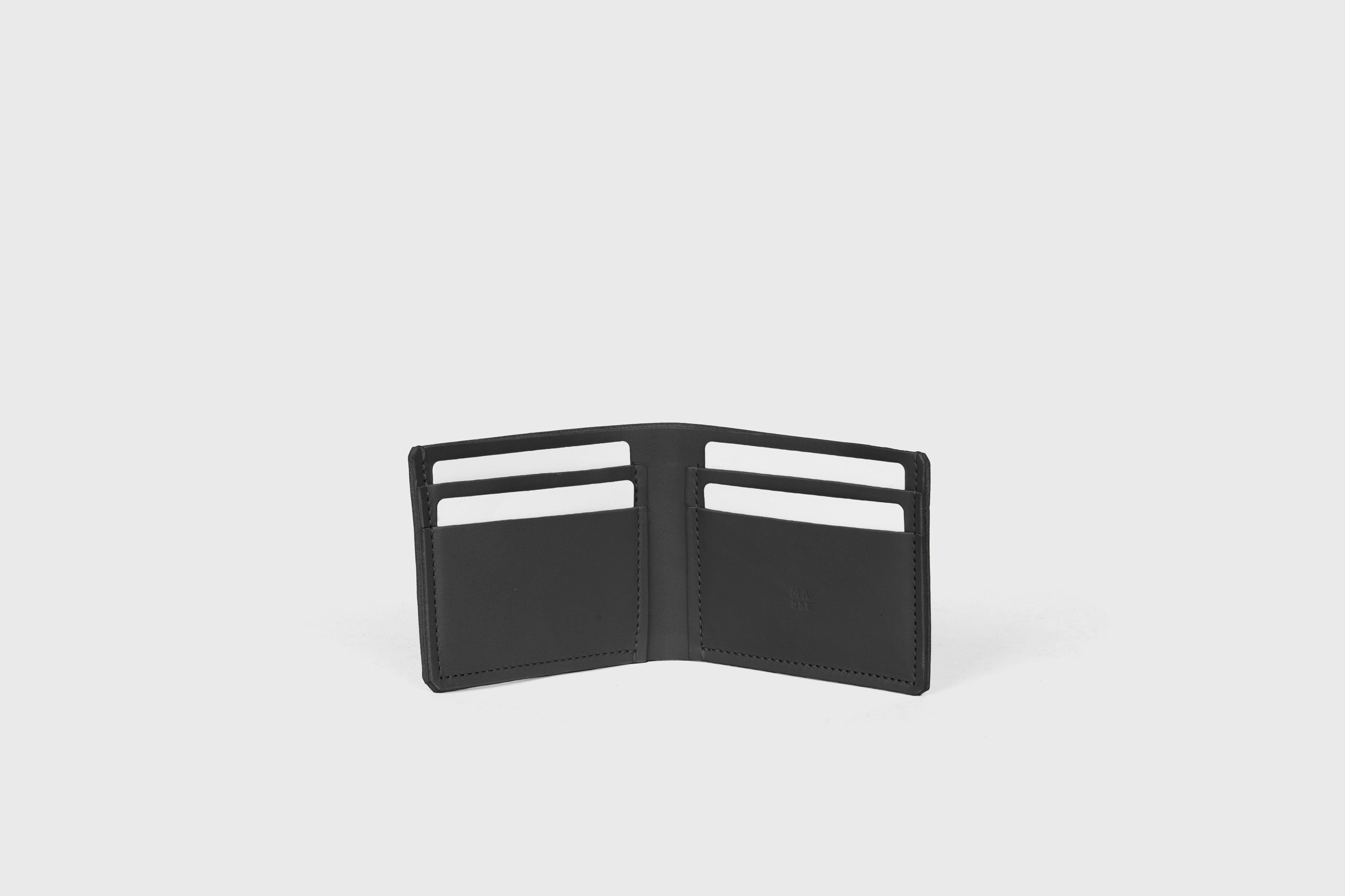 Bifold Wallet Leather Black Color Vegetable Tanned Leather Premium Classic Design and Handcrafted By Atelier Madre Manuel Dreeesmann Barcelona Spain